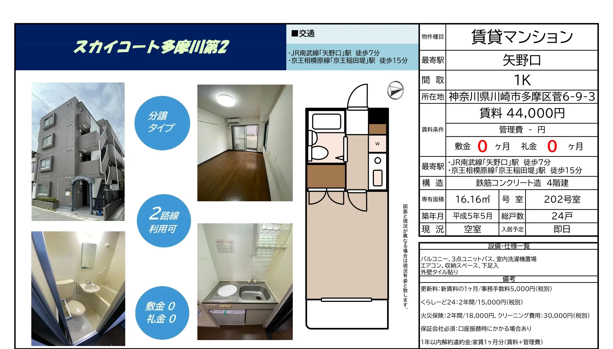 スカイコート多摩川第2 202号室 0