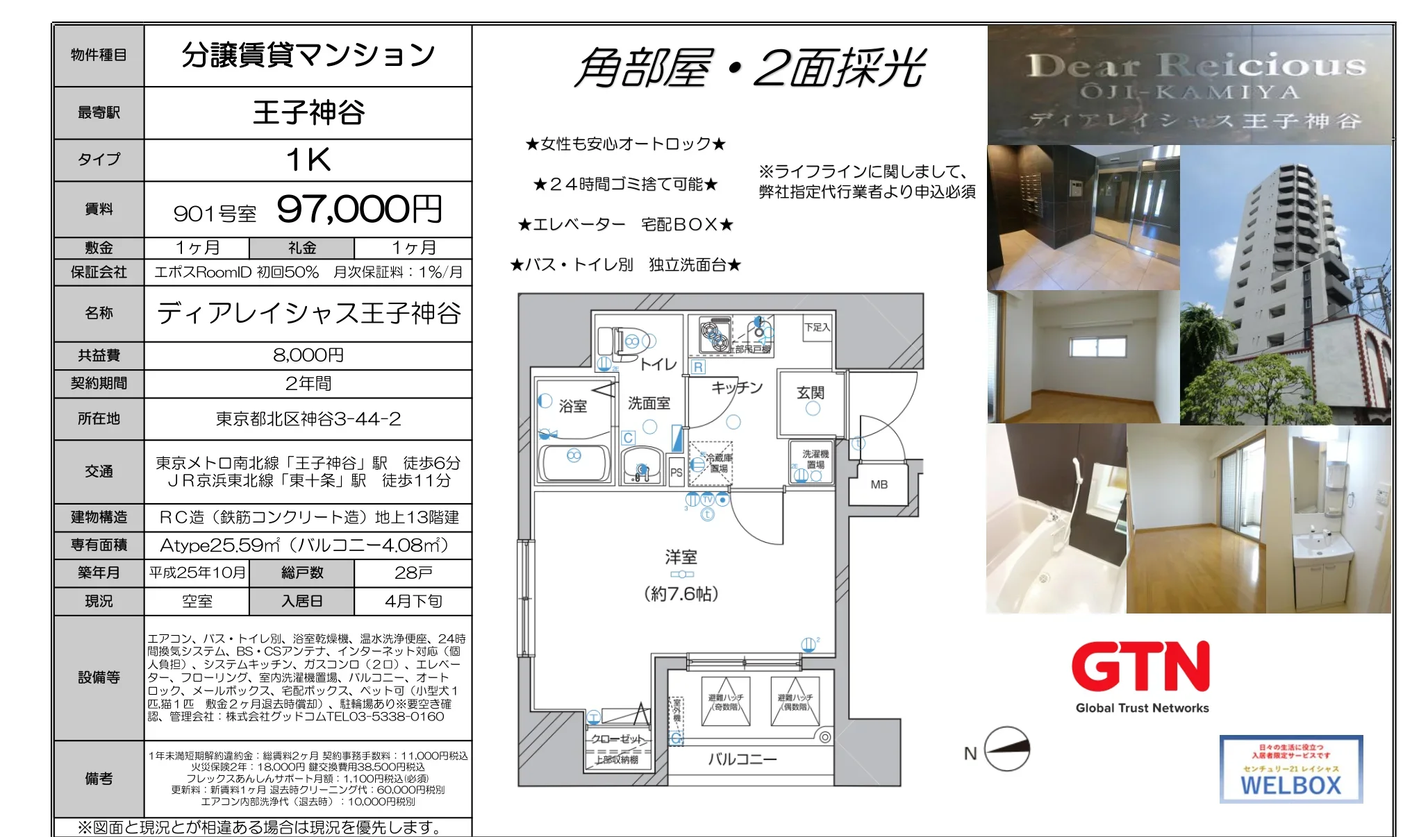 ディアレイシャス王子神谷 901号室 0