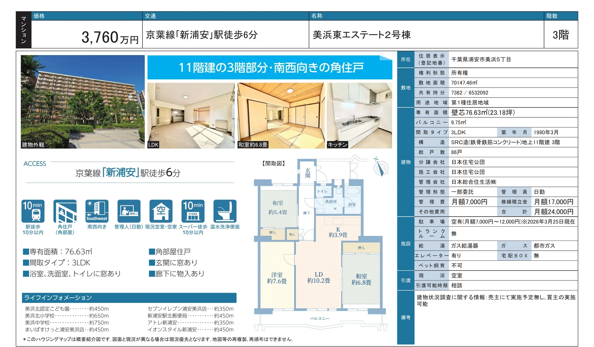 美浜東エステート2号棟 3号 0