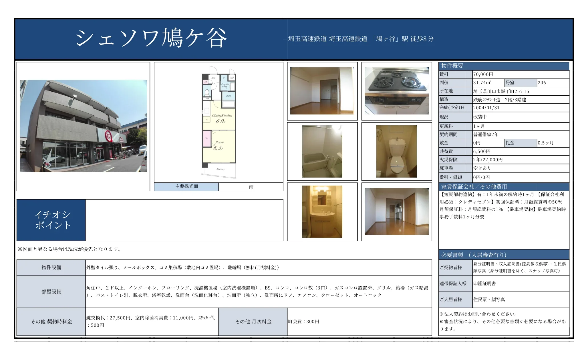 シェソワ鳩ケ谷 206号 0
