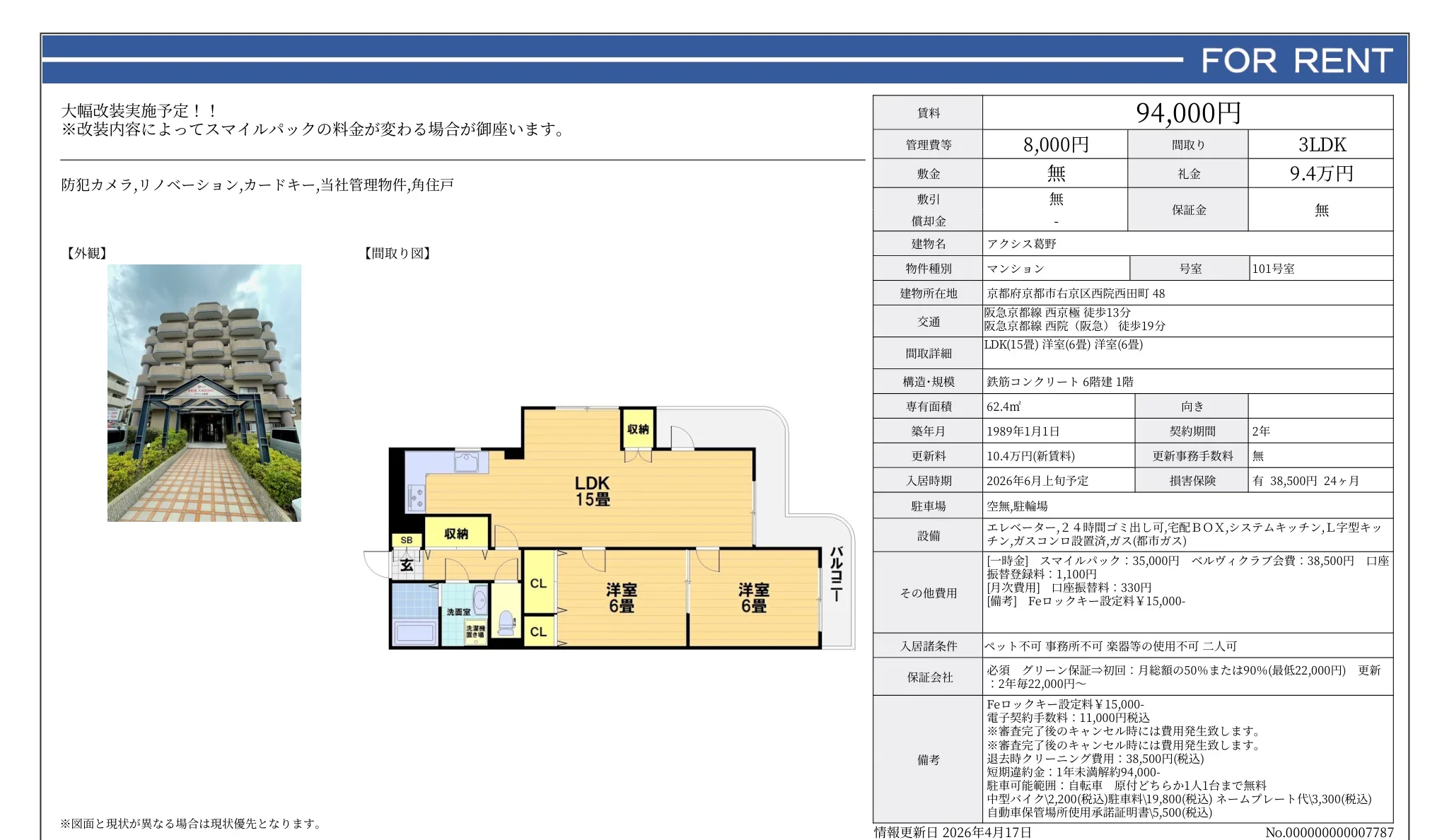 アクシス葛野 101号室 0