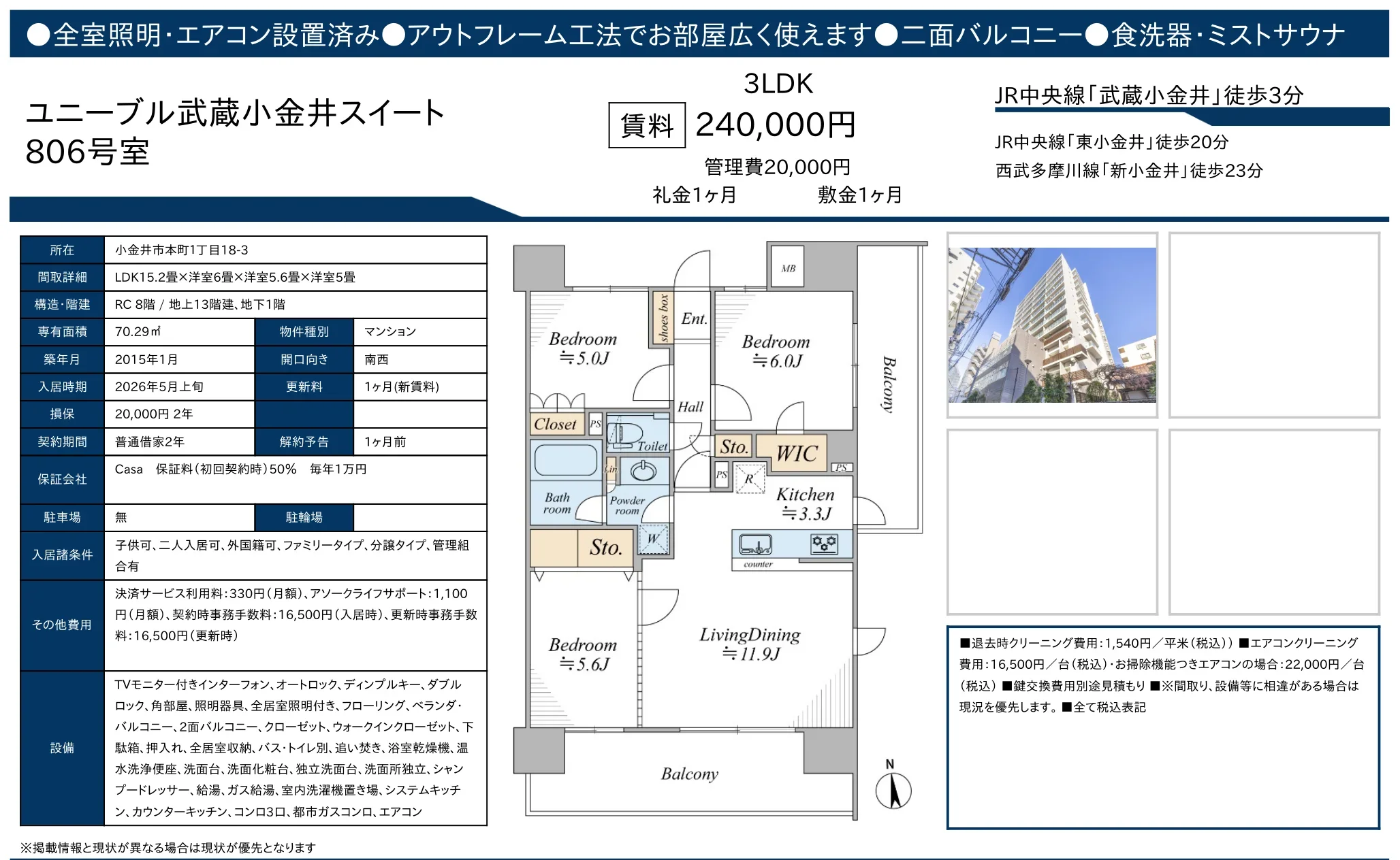 ユニーブル武蔵小金井スイート 806号 0