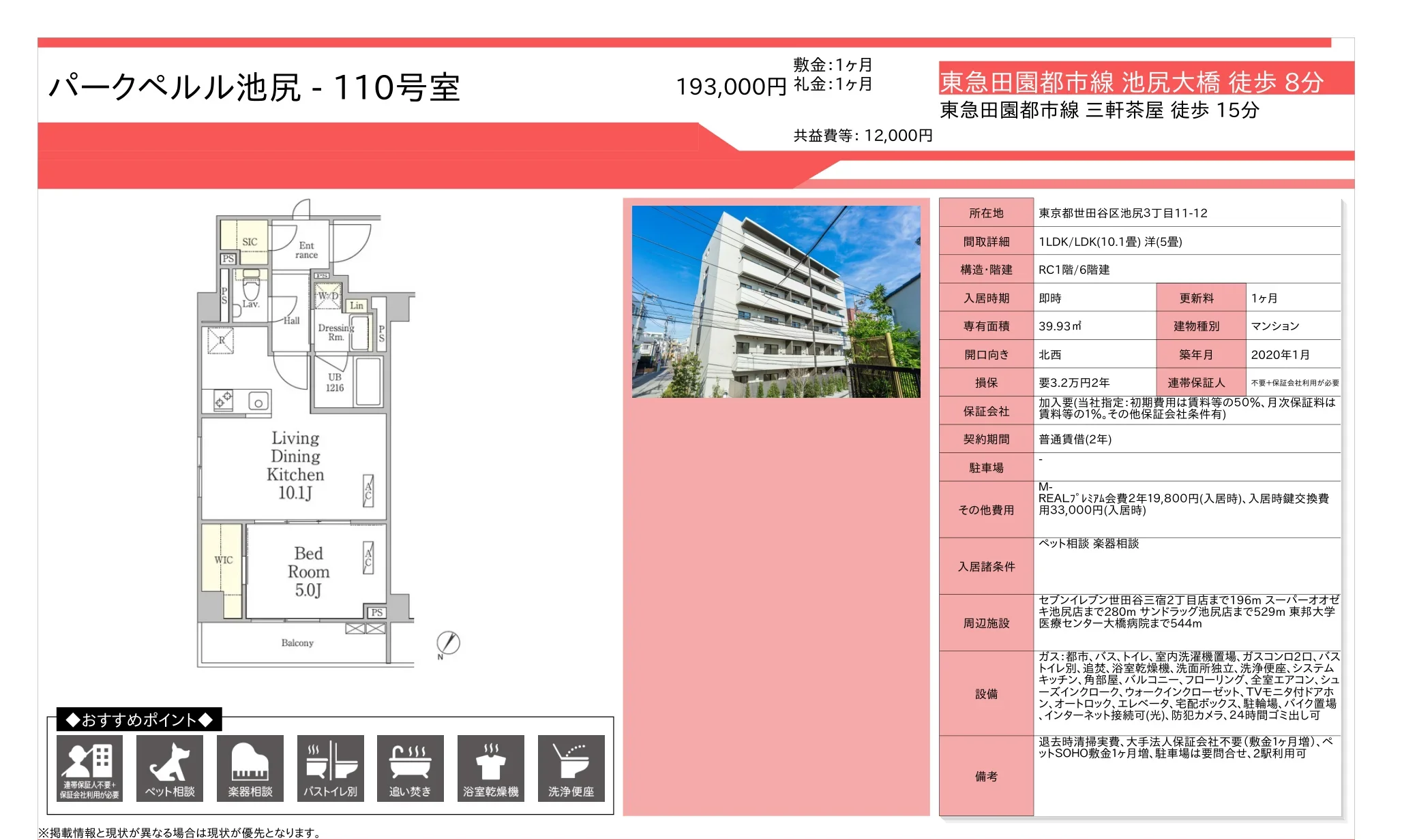 パークペルル池尻 110号 0