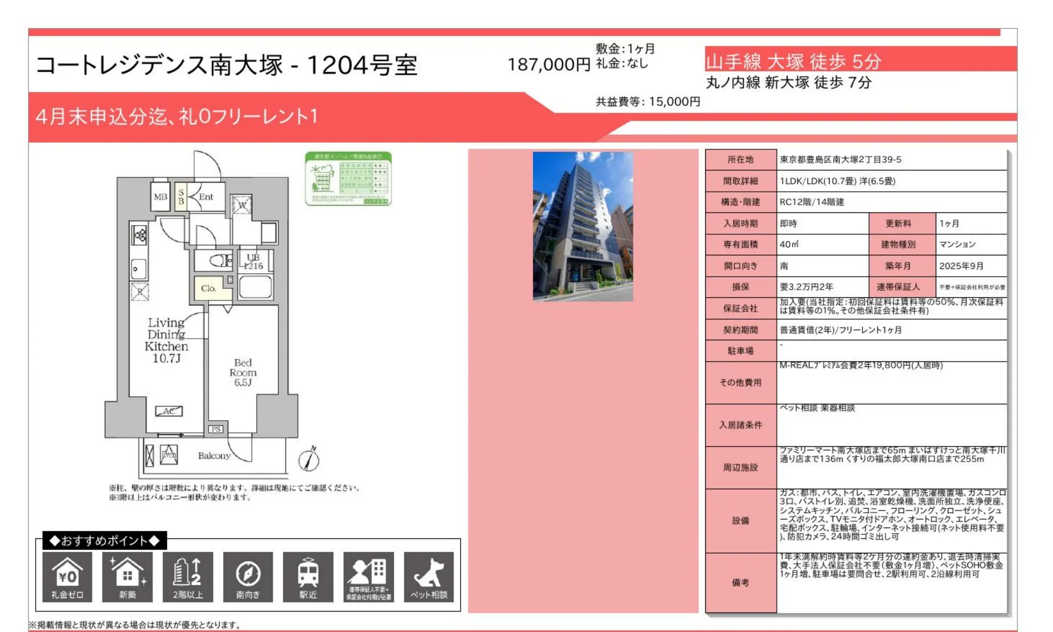コートレジデンス南大塚 1204号 0