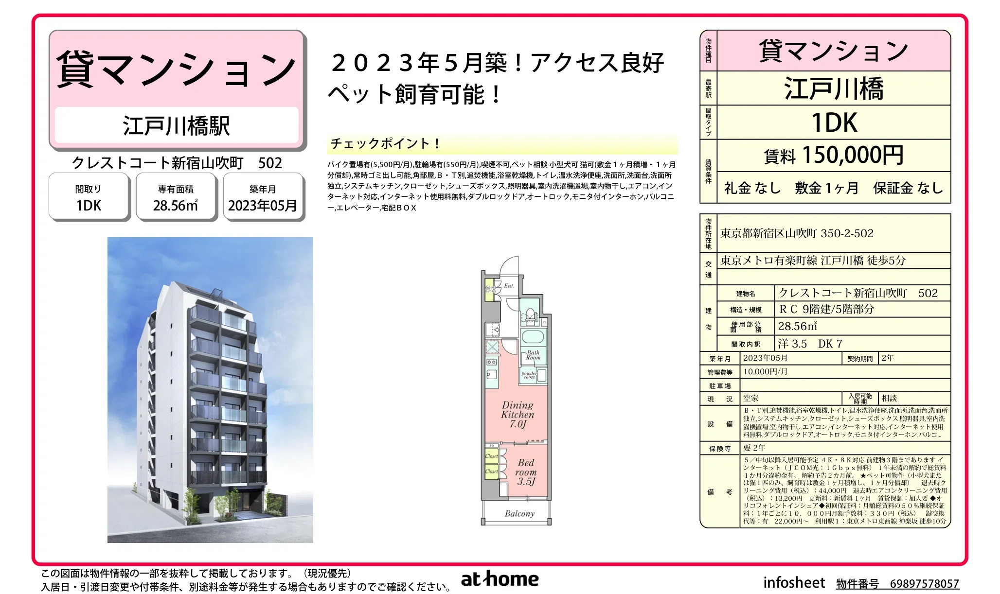 クレストコート新宿山吹町 502号 0