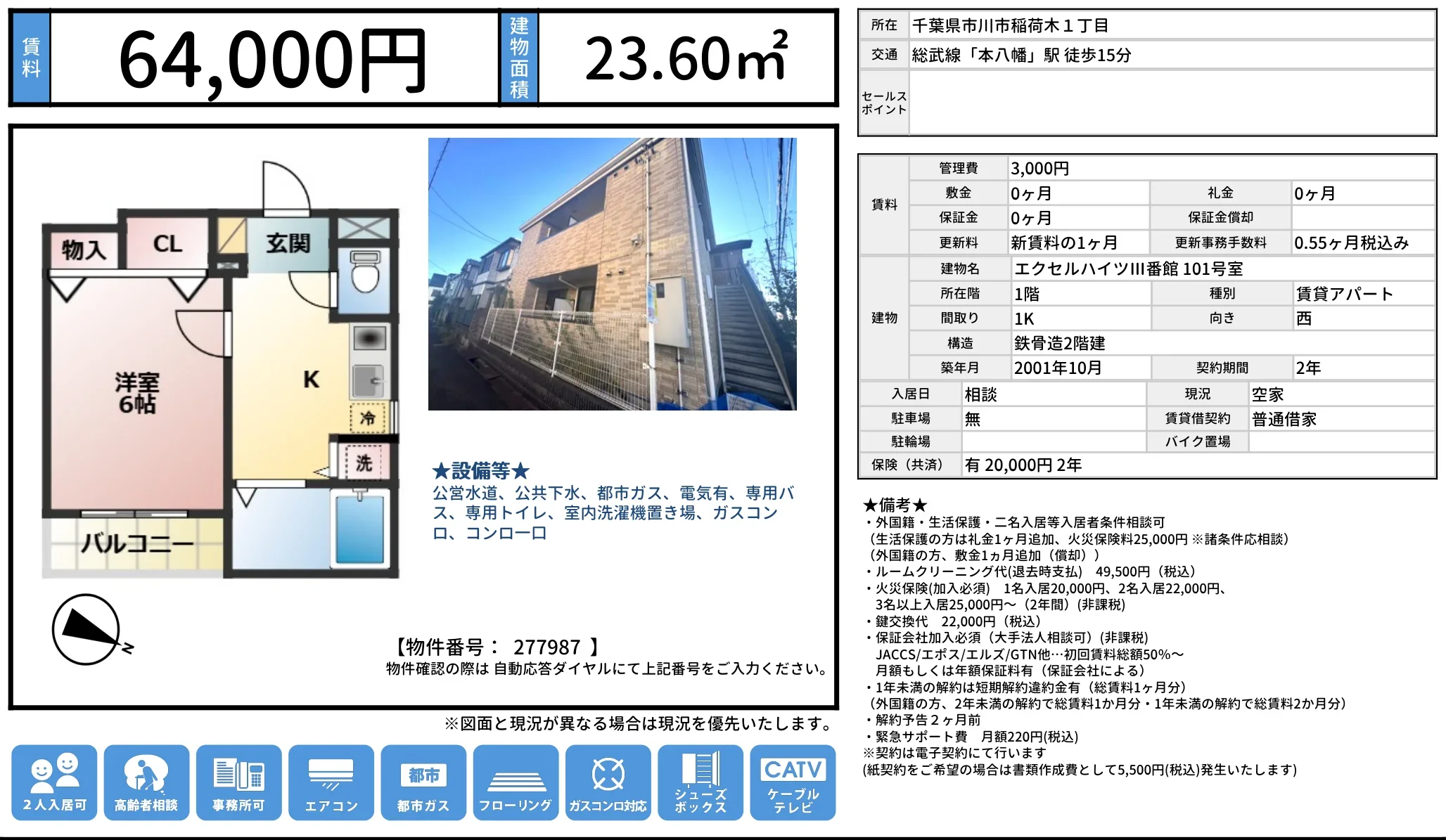 エクセルハイツIII番館101号室 101号 0