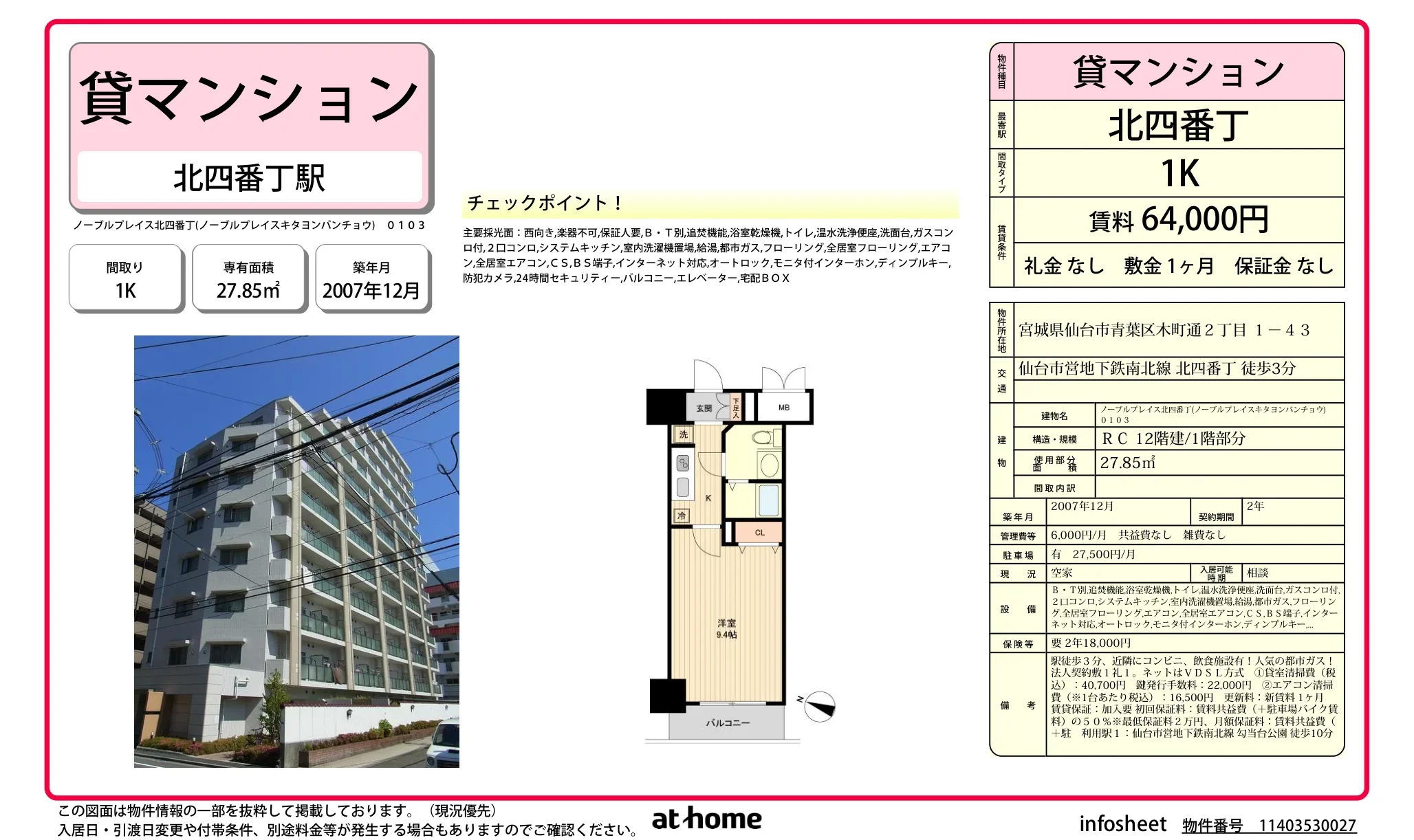 Studio Condo Near Station in Kimachidori 0