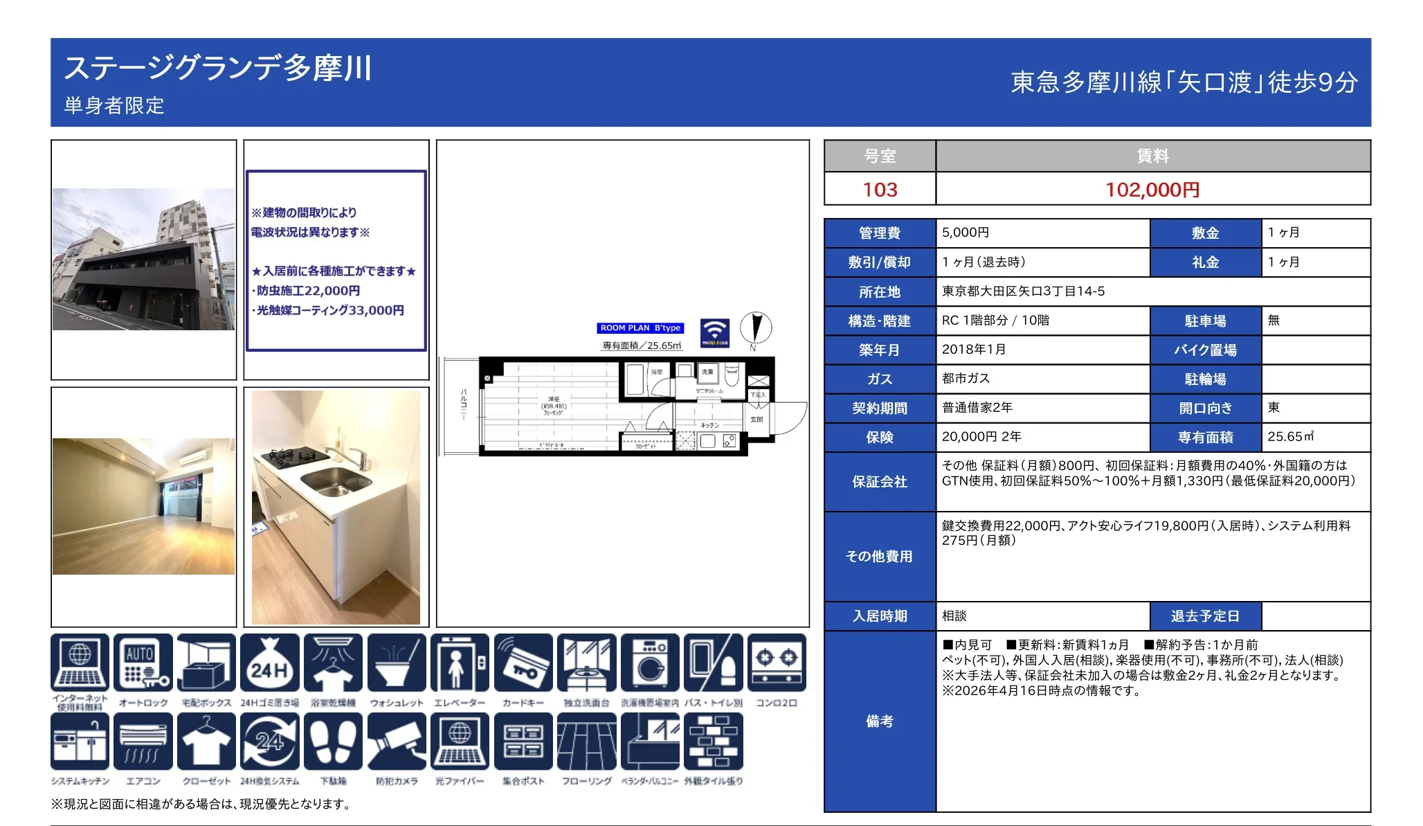 ステージグランデ多摩川 103号 0