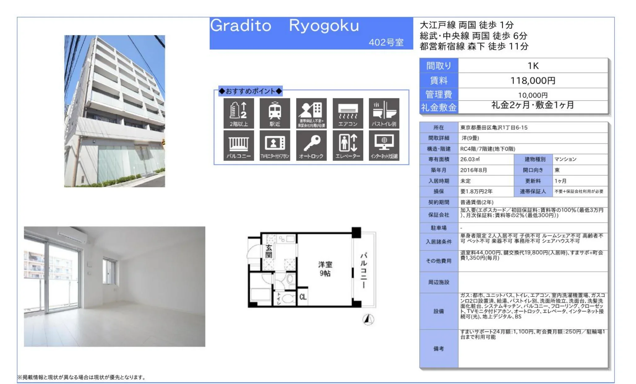 グラディート両国 402号 0