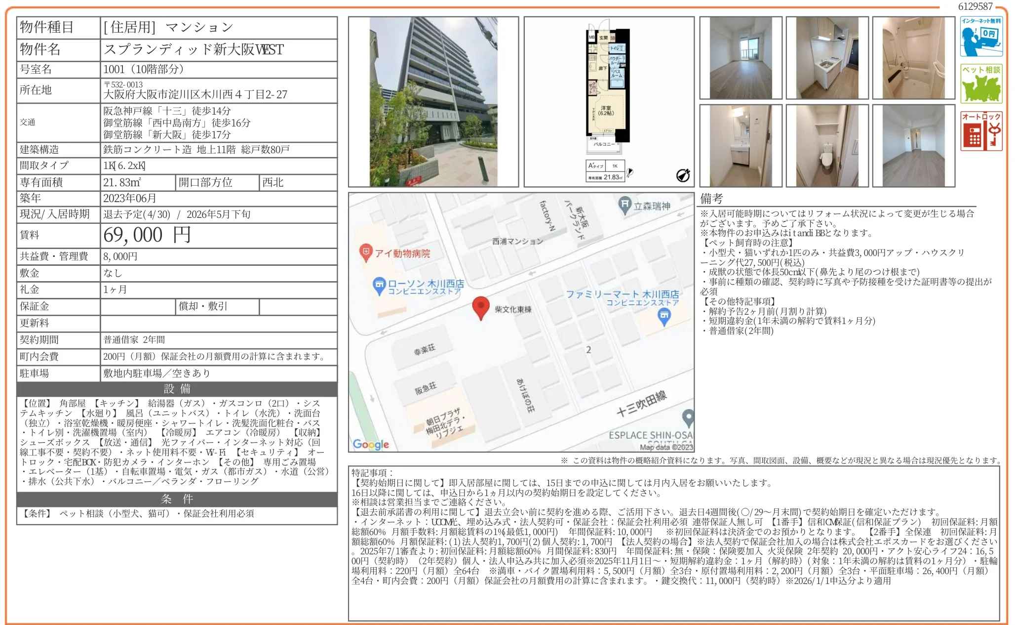 スプランディッド新大阪VEST 1001号 0