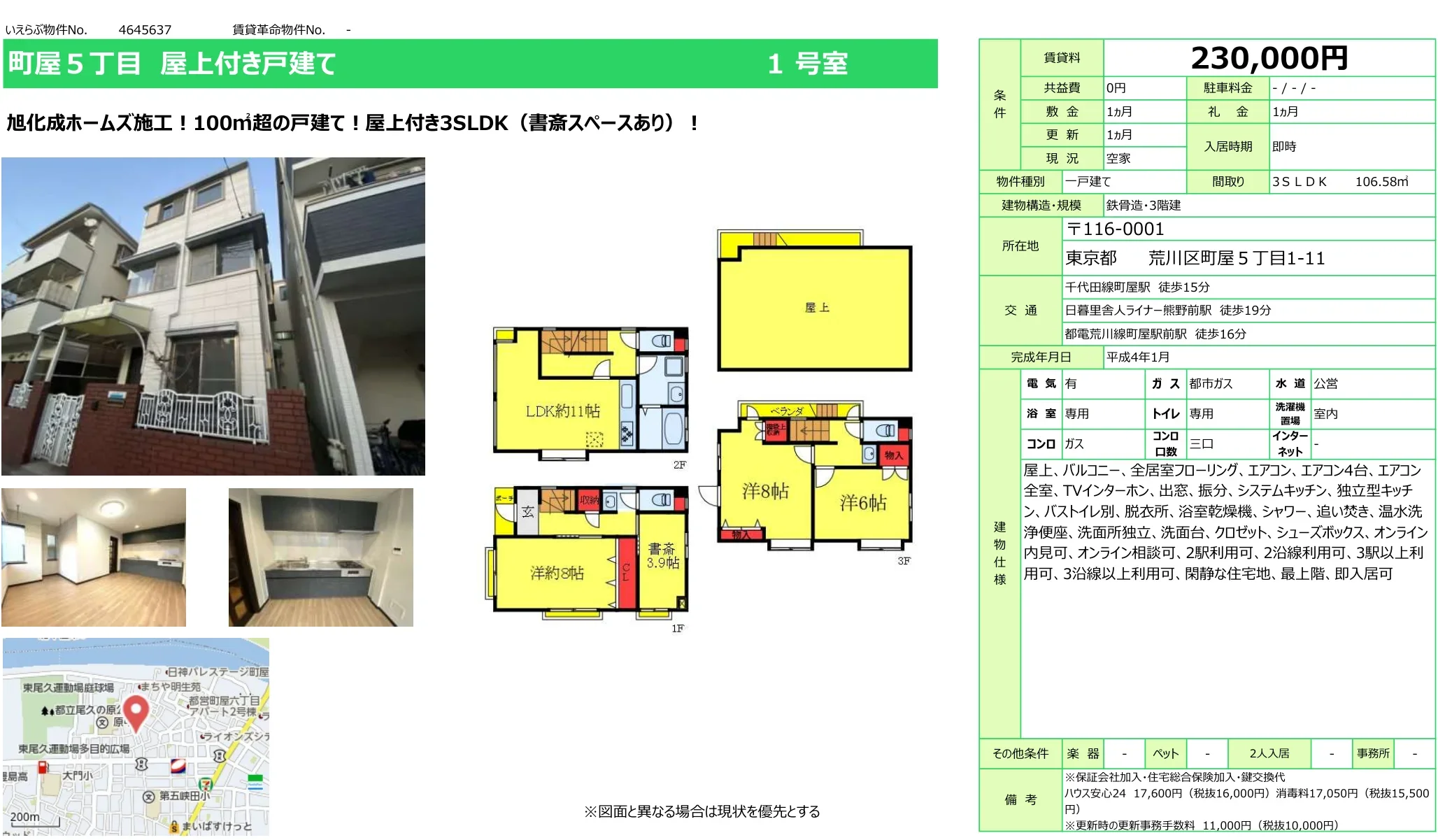 日神パレステージ町屋 1号室 0