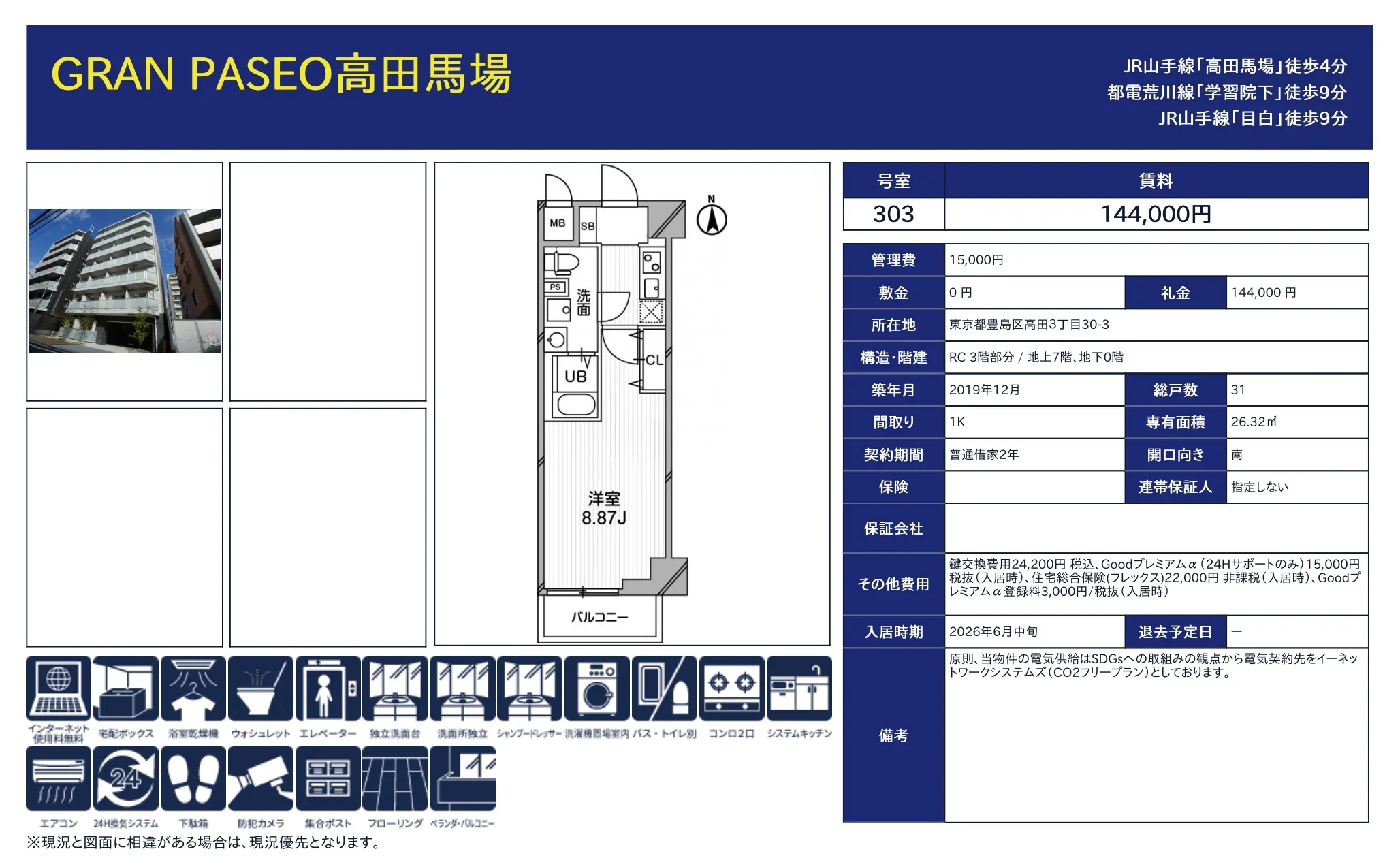 Modern Studio Condo Near Station in Takada 3