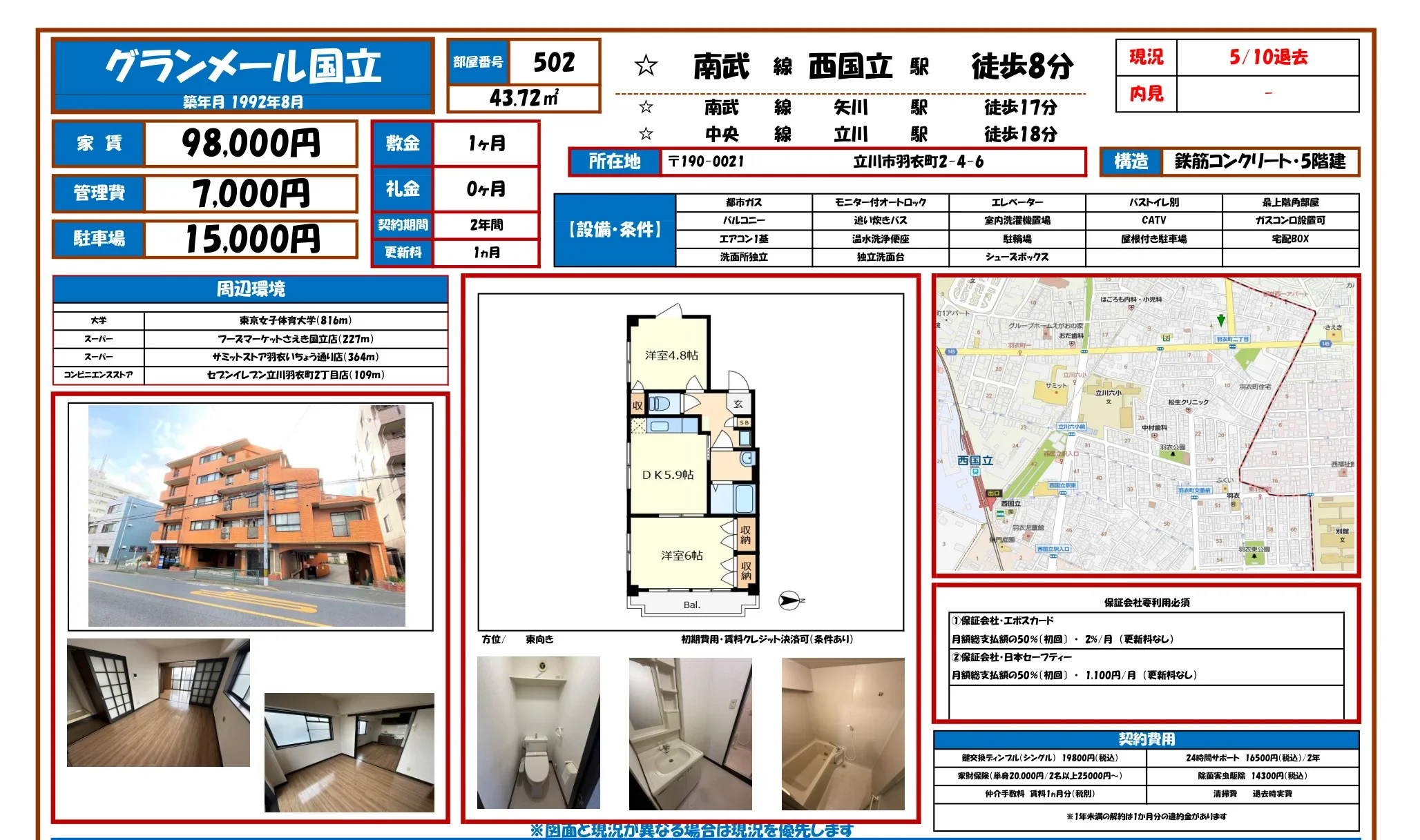 グランメール国立 502号 0