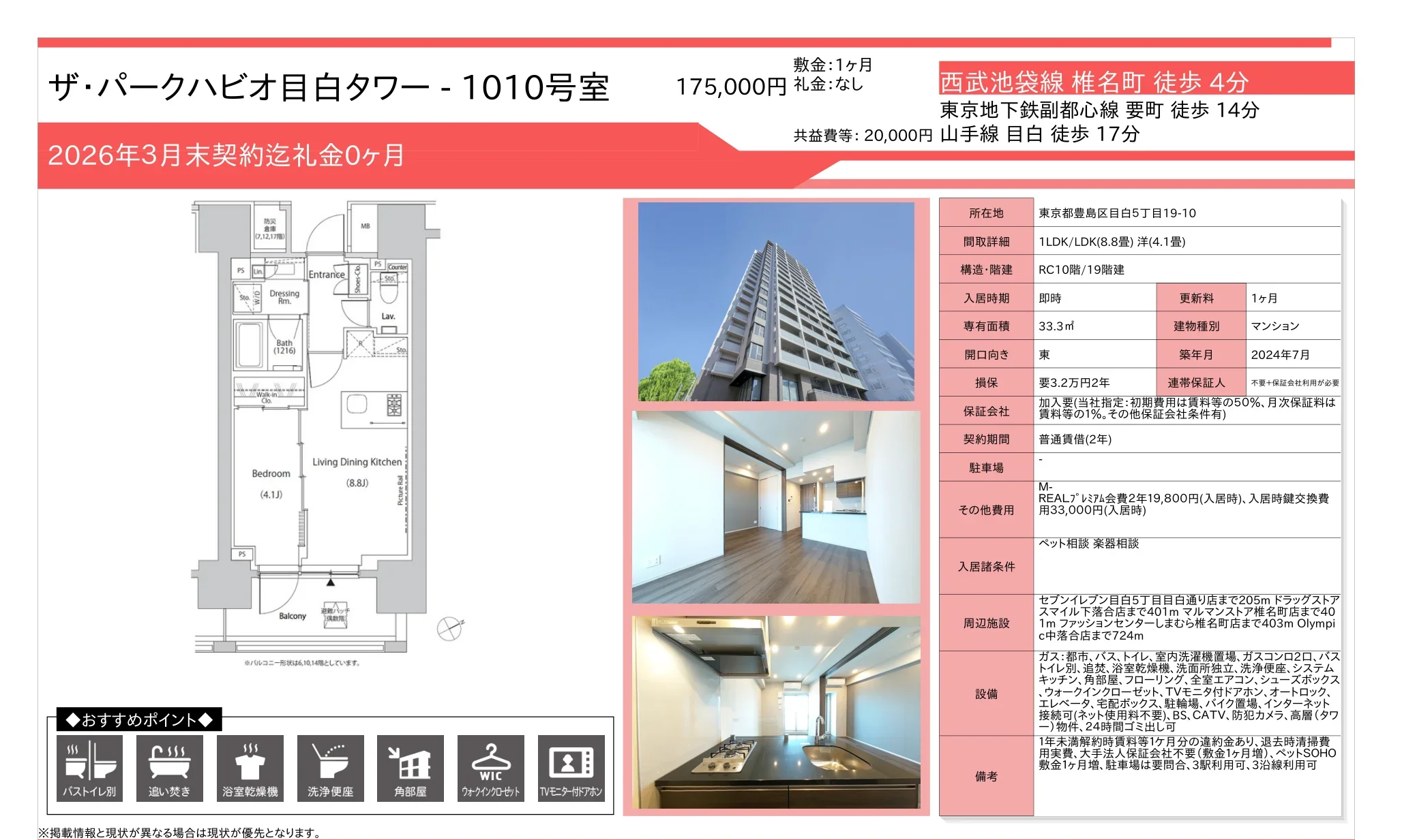 ザ・パークハビオ目白タワー1010号室 1010号 0