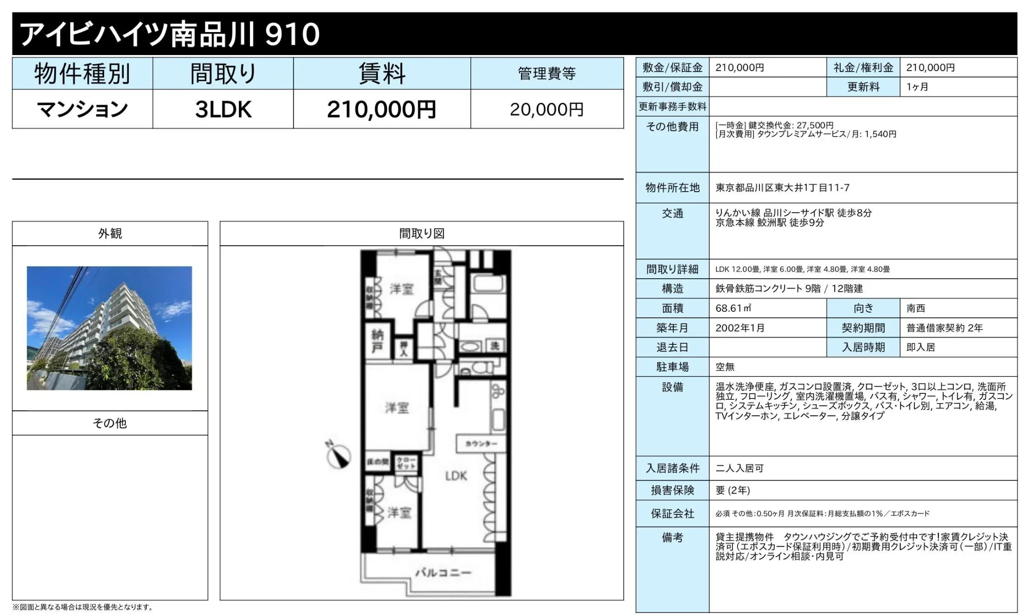 アイビハイツ南品川 910 910 0