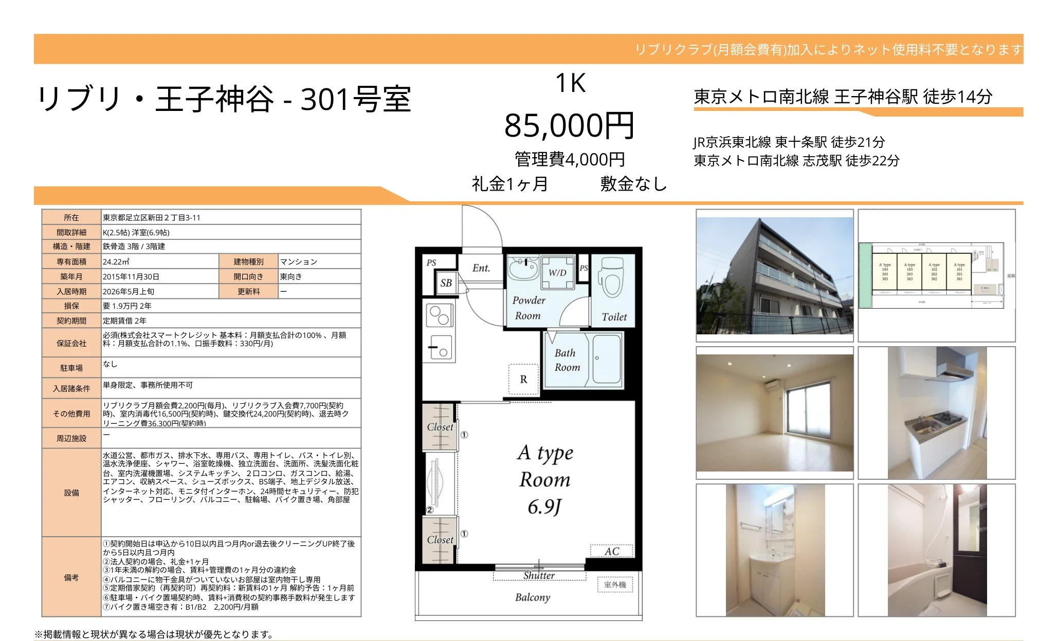 リブリ王子神谷 301号 0