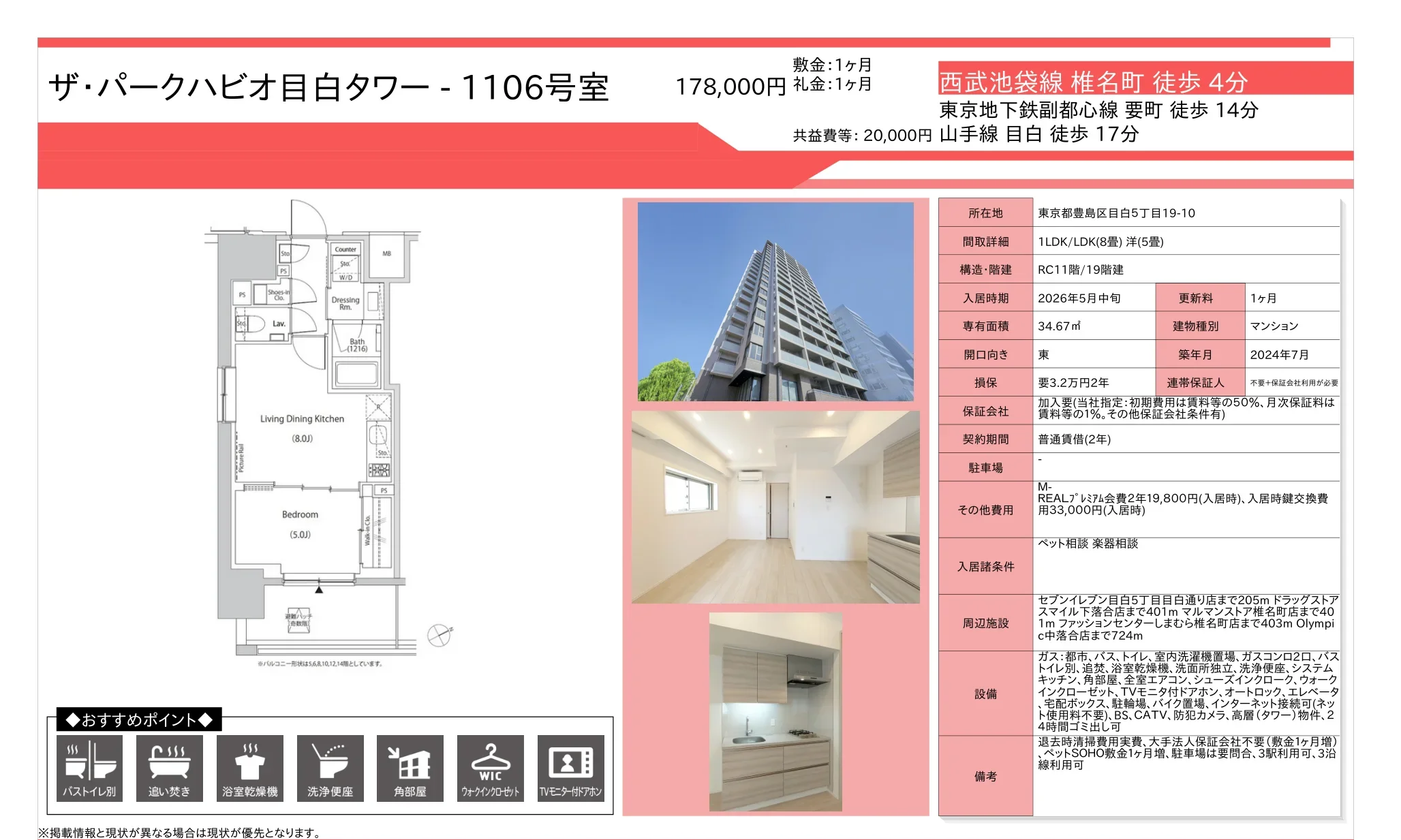 ザ・パークハビオ目白タワー 1106号 0