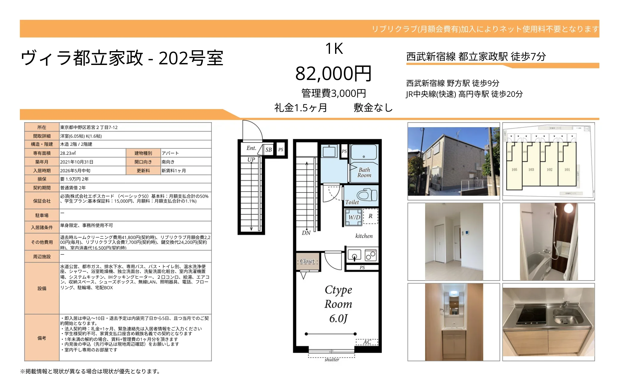 ヴィラ都立家政 202号 0