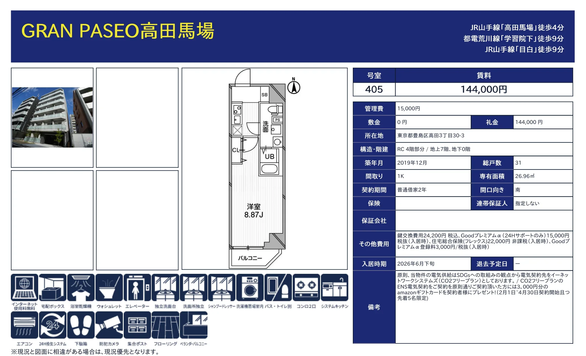 Modern Studio Condo Near Station in Takada 3