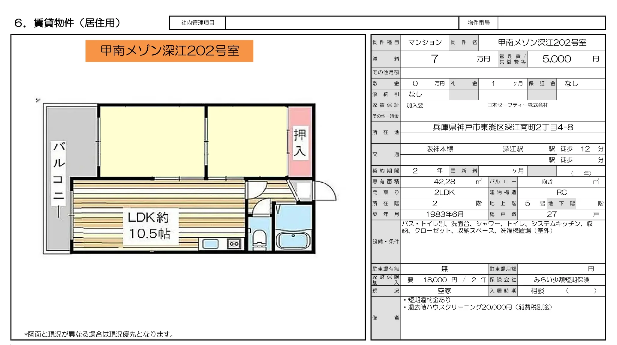 甲南メゾン深江202号室 202号 0