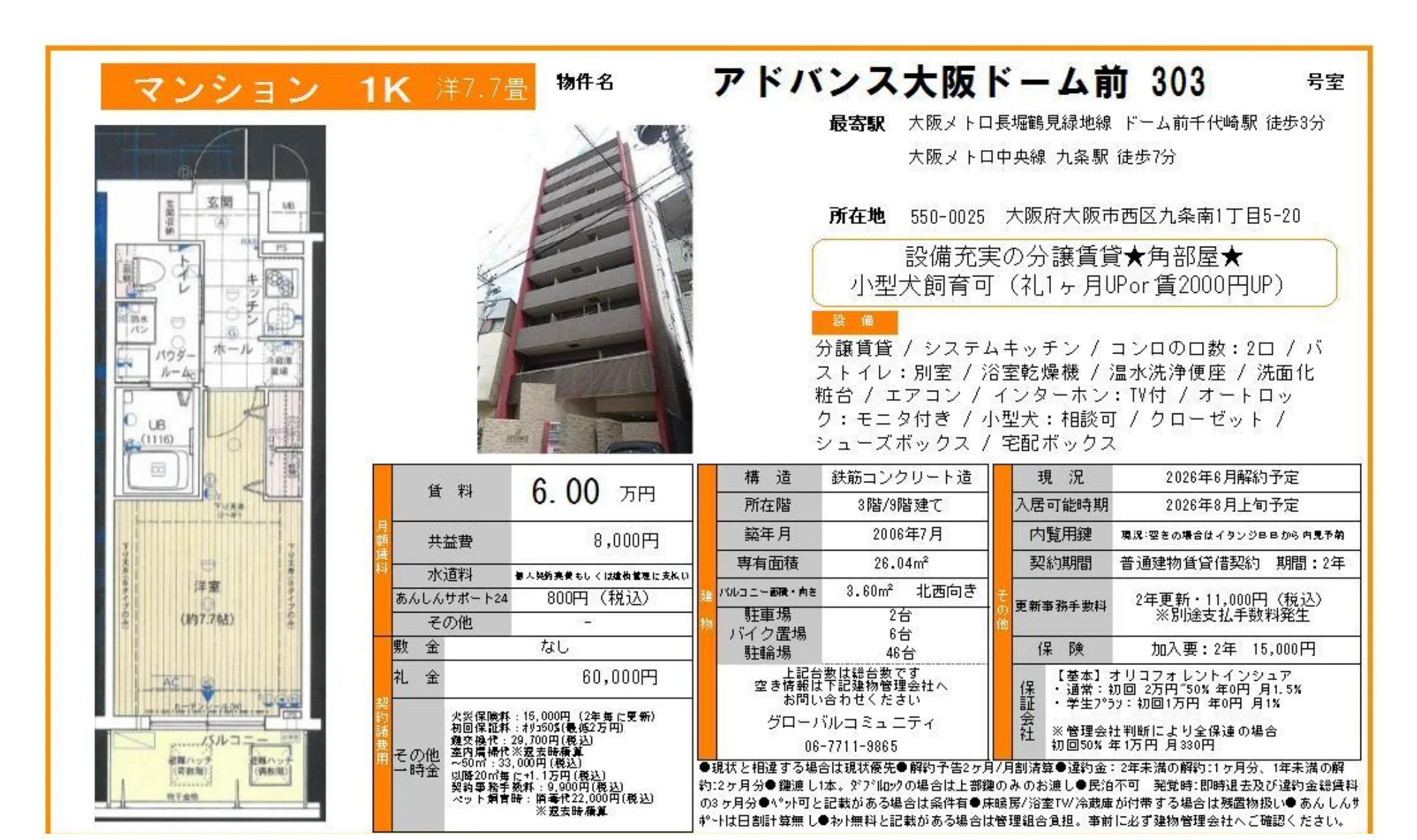 Studio Condo Near Station in Kujo 0