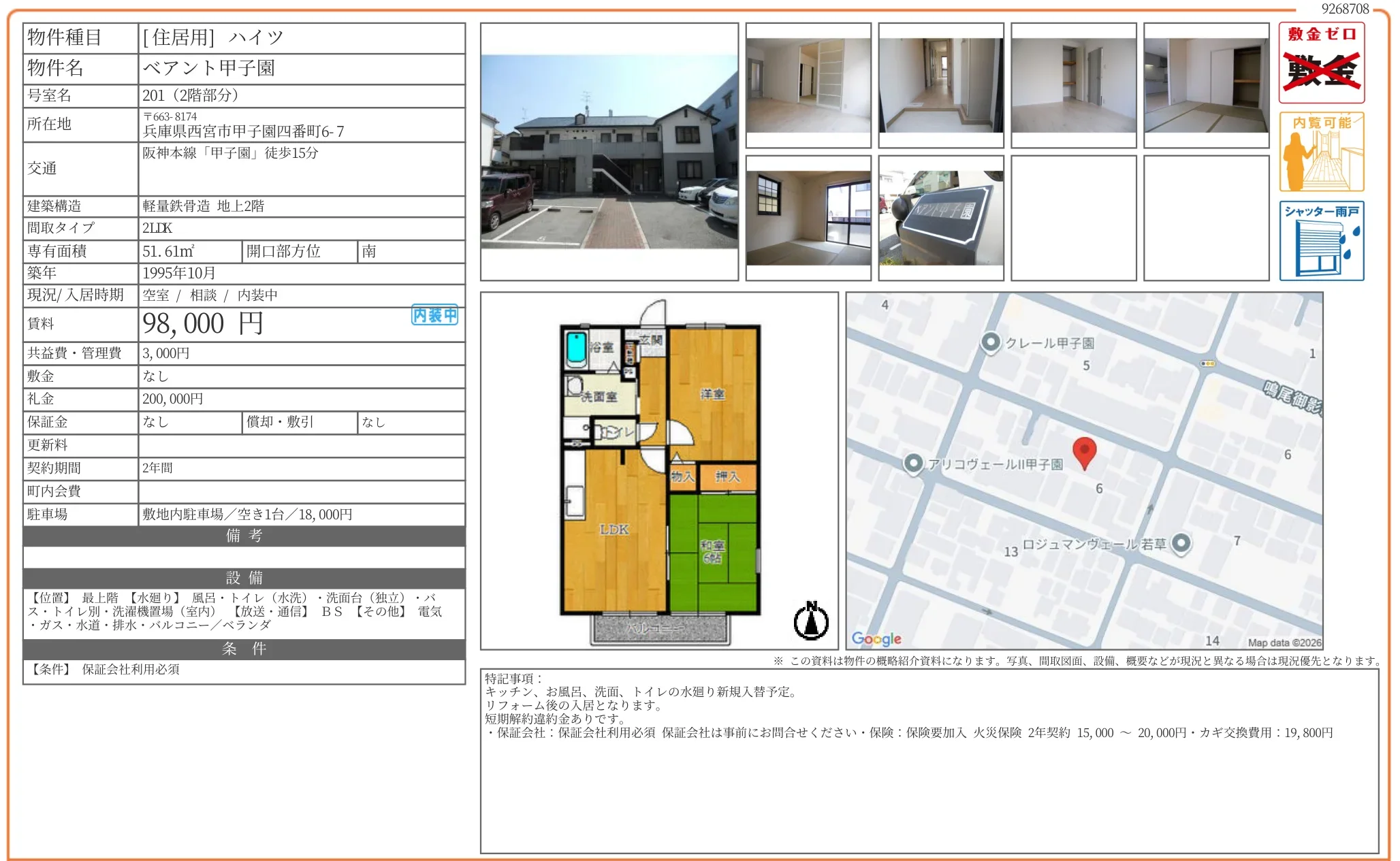 ベアント甲子園 201号 0