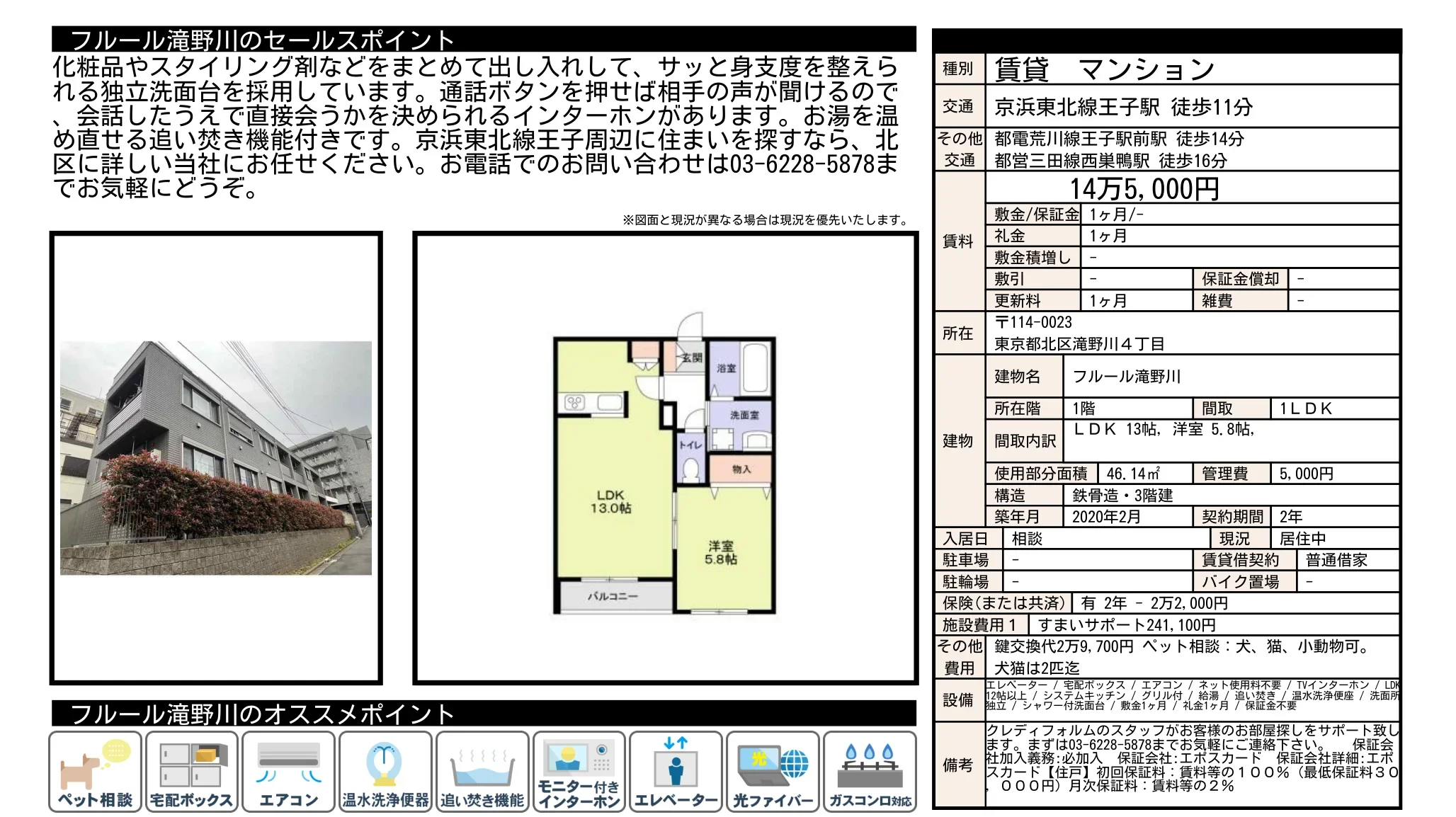 フルール滝野川 1階 0