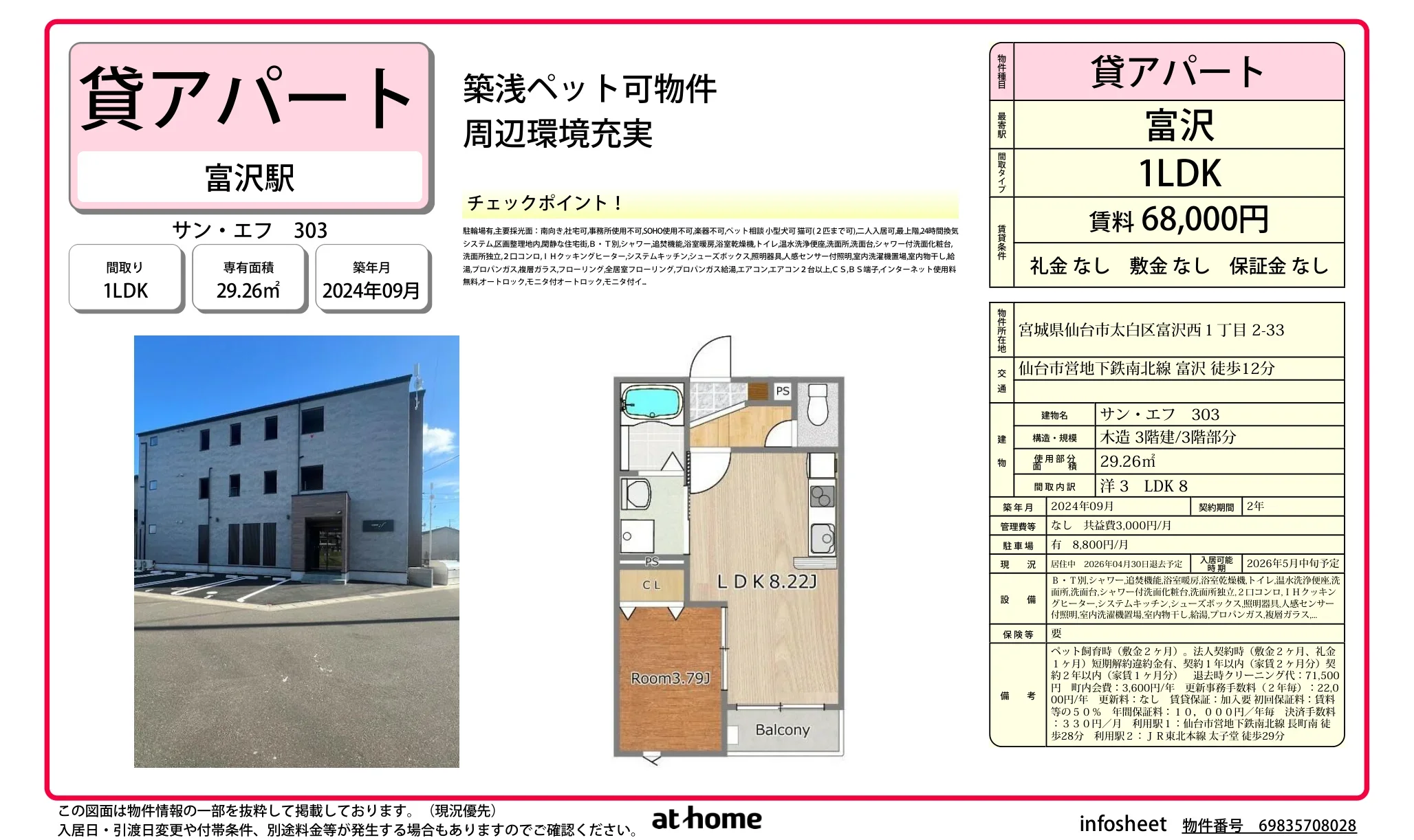 Brand New 1LDK Condo in Tomizawanishi 0