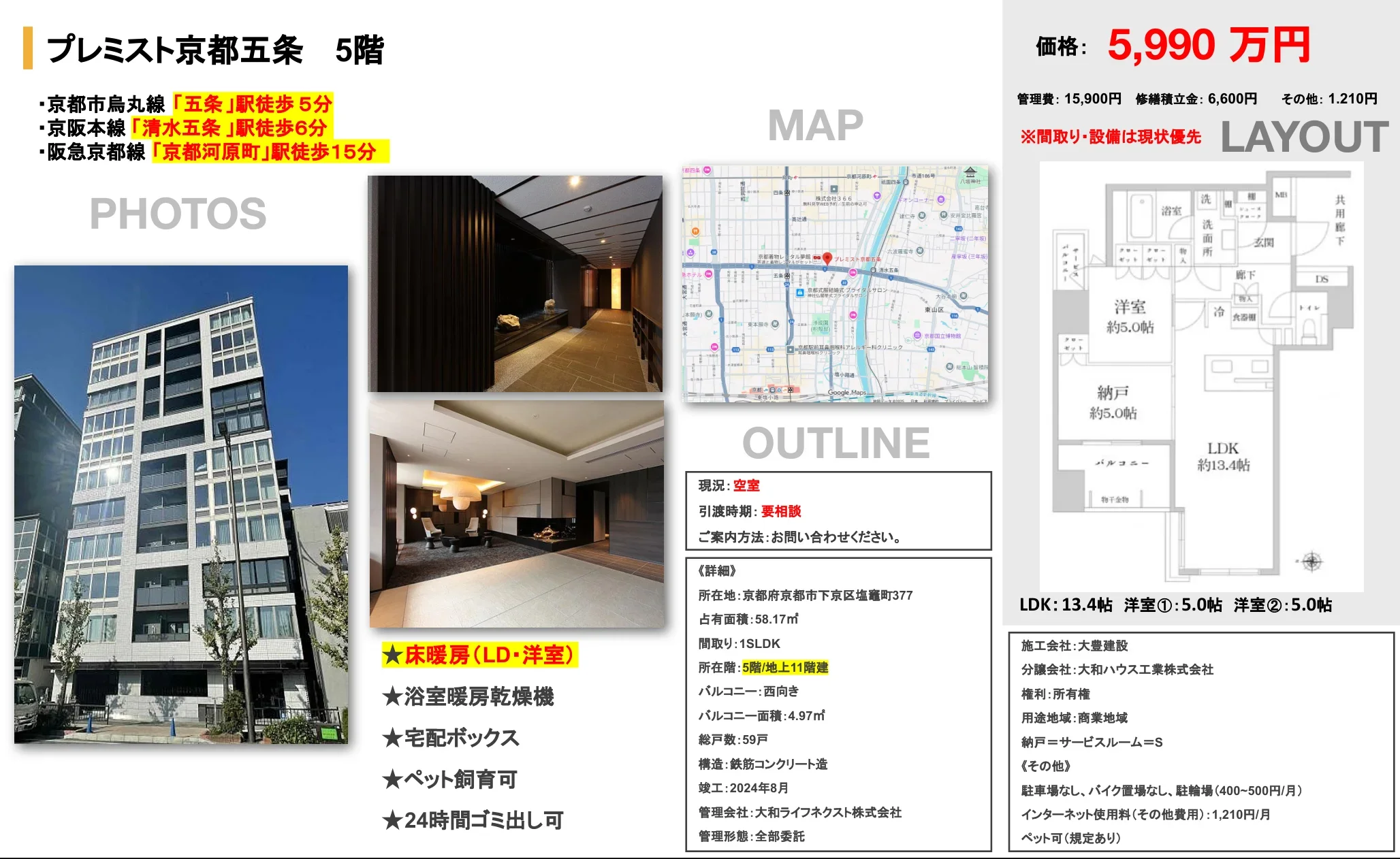 プレミスト京都五条 5号 0