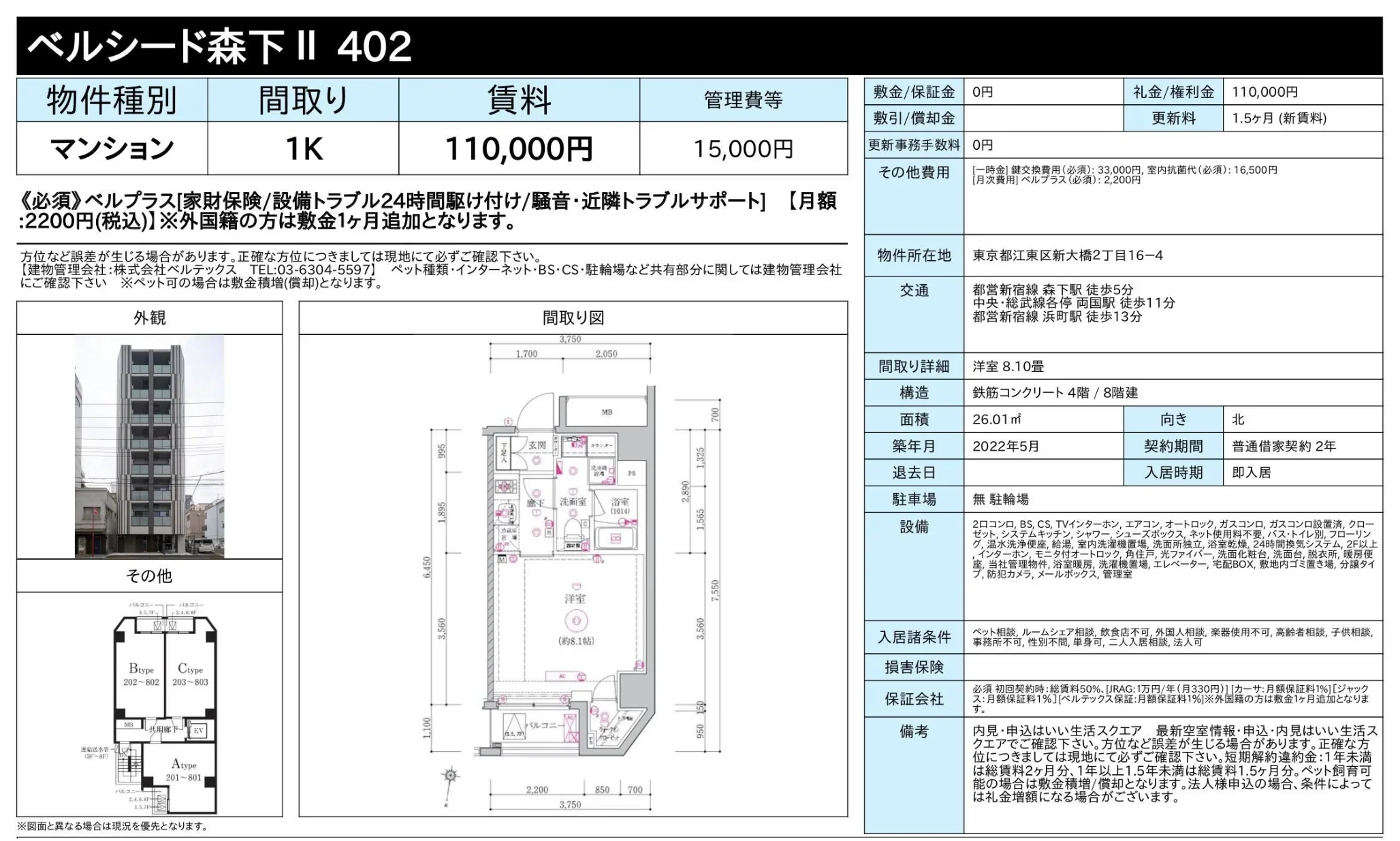 ベルシード森下 Ⅱ 402 0