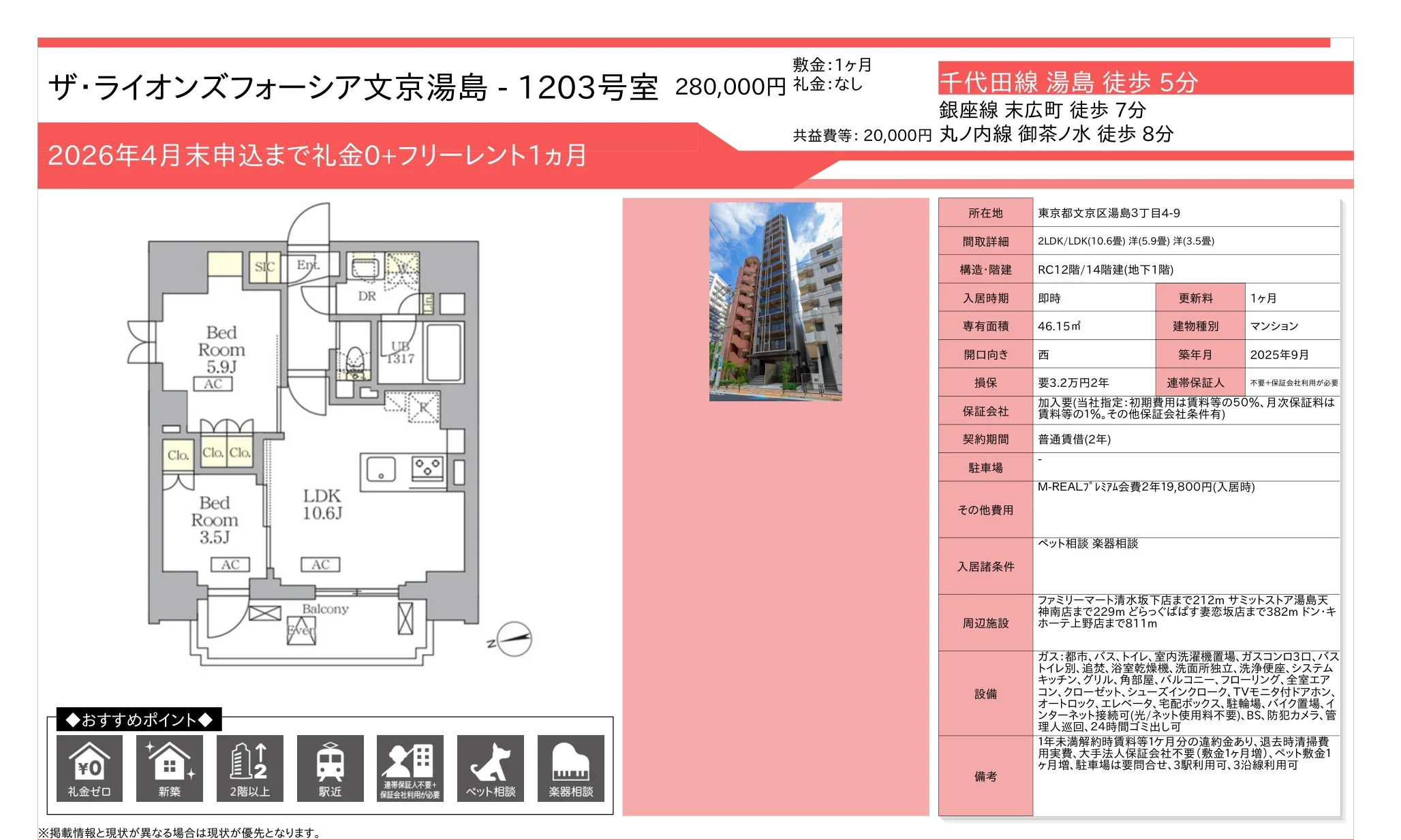 ザ・ライオンズフォーシア文京湯島 1203号 0