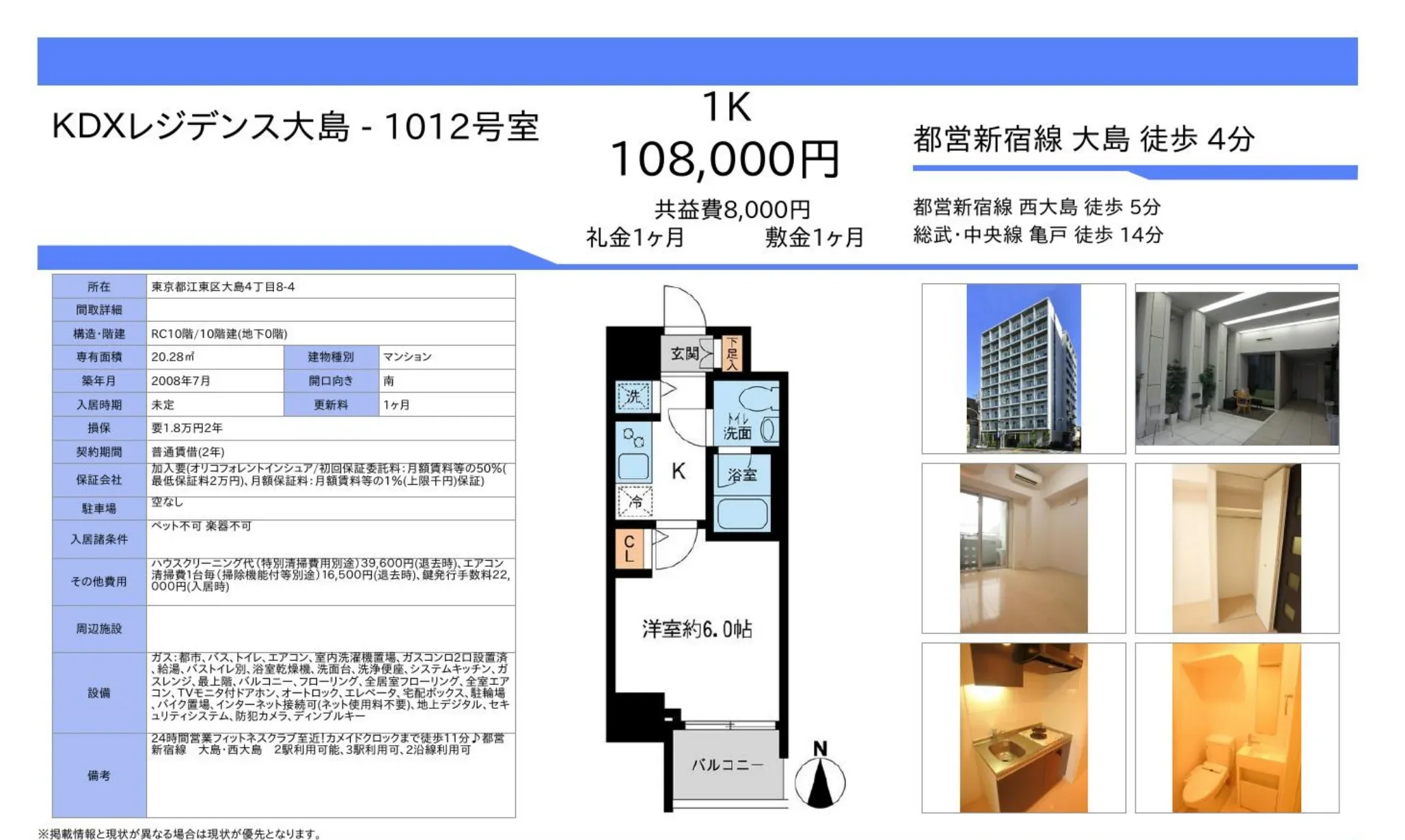 KDXレジデンス大島 1012号室 1012号 0