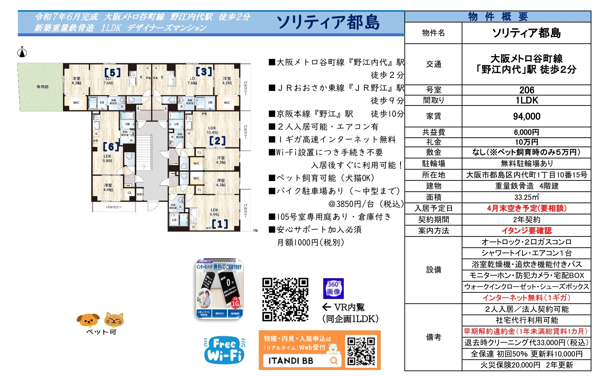 ソリティア都島 1105号 0