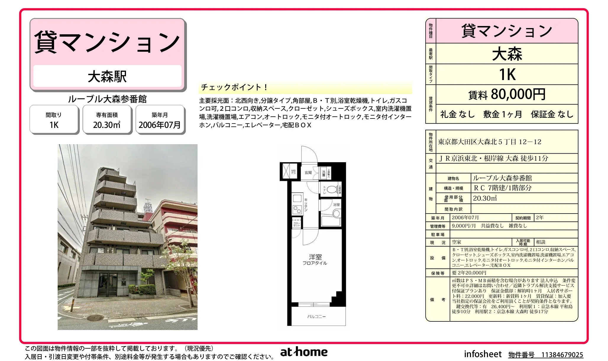 ルーブル大森参番館 1K 0