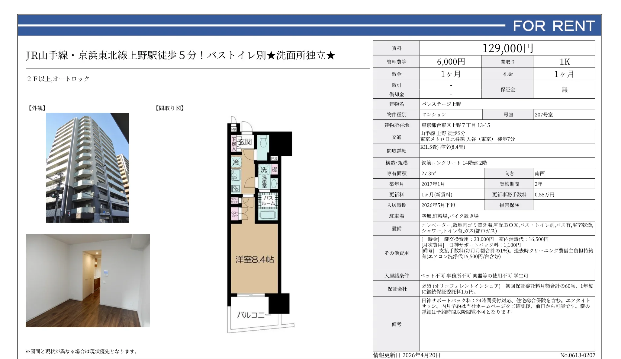 パレステージ上野 207号室 0