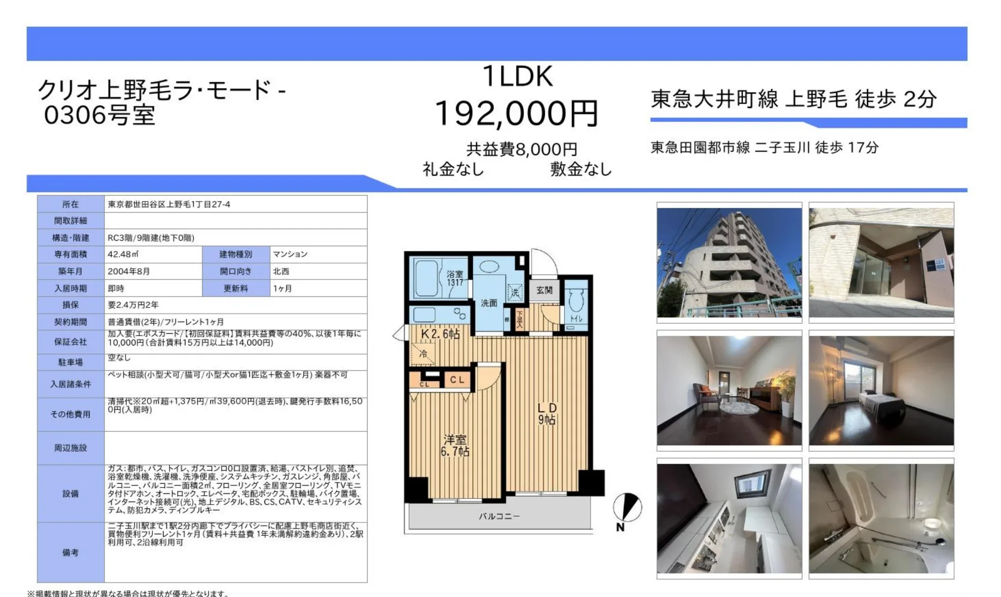 クリオ上野毛ラ・モード 0306号 0