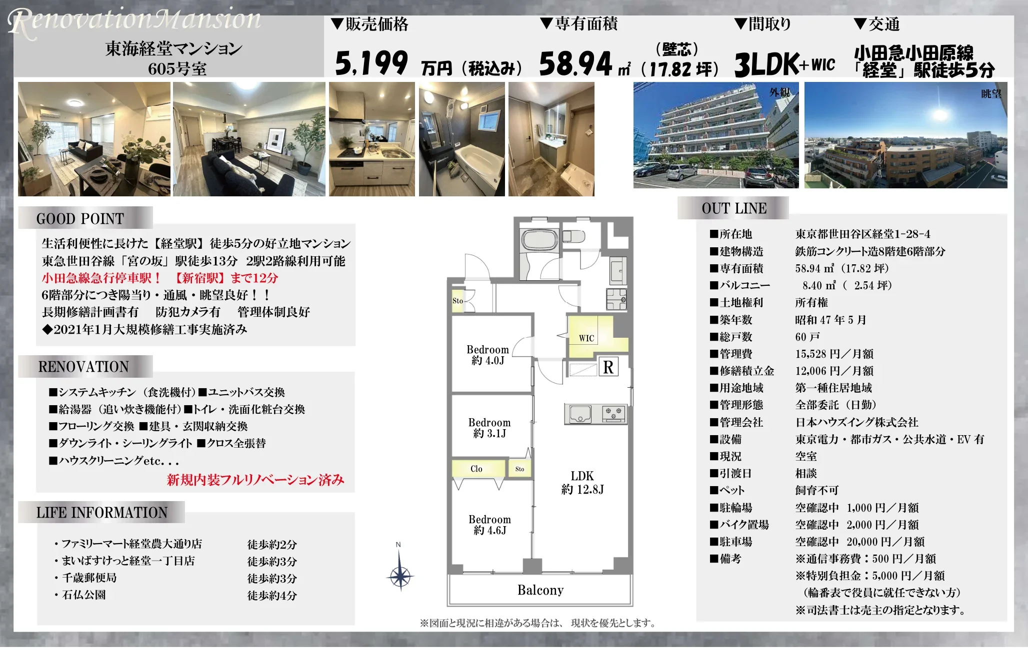 東海経堂マンション 605号 0