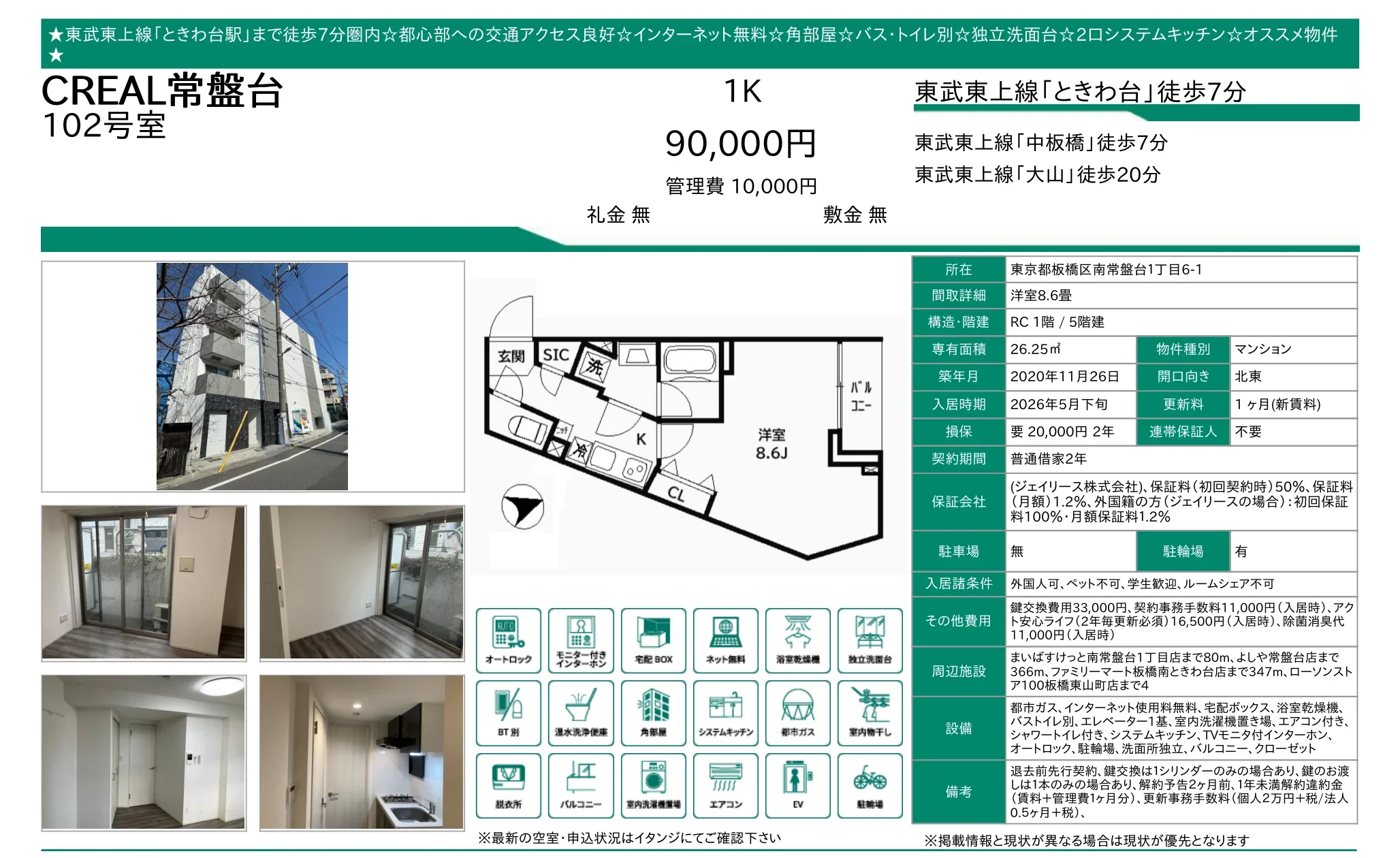 CREAL常盤台 102号 0