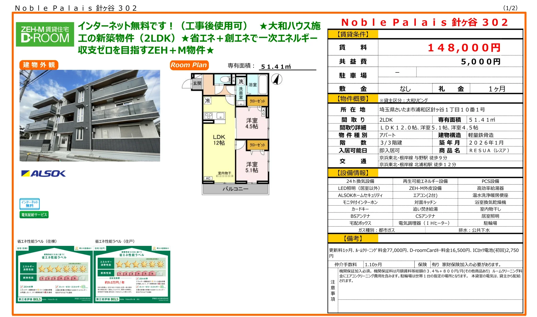 Noble Palais 針ヶ谷302 302号 0