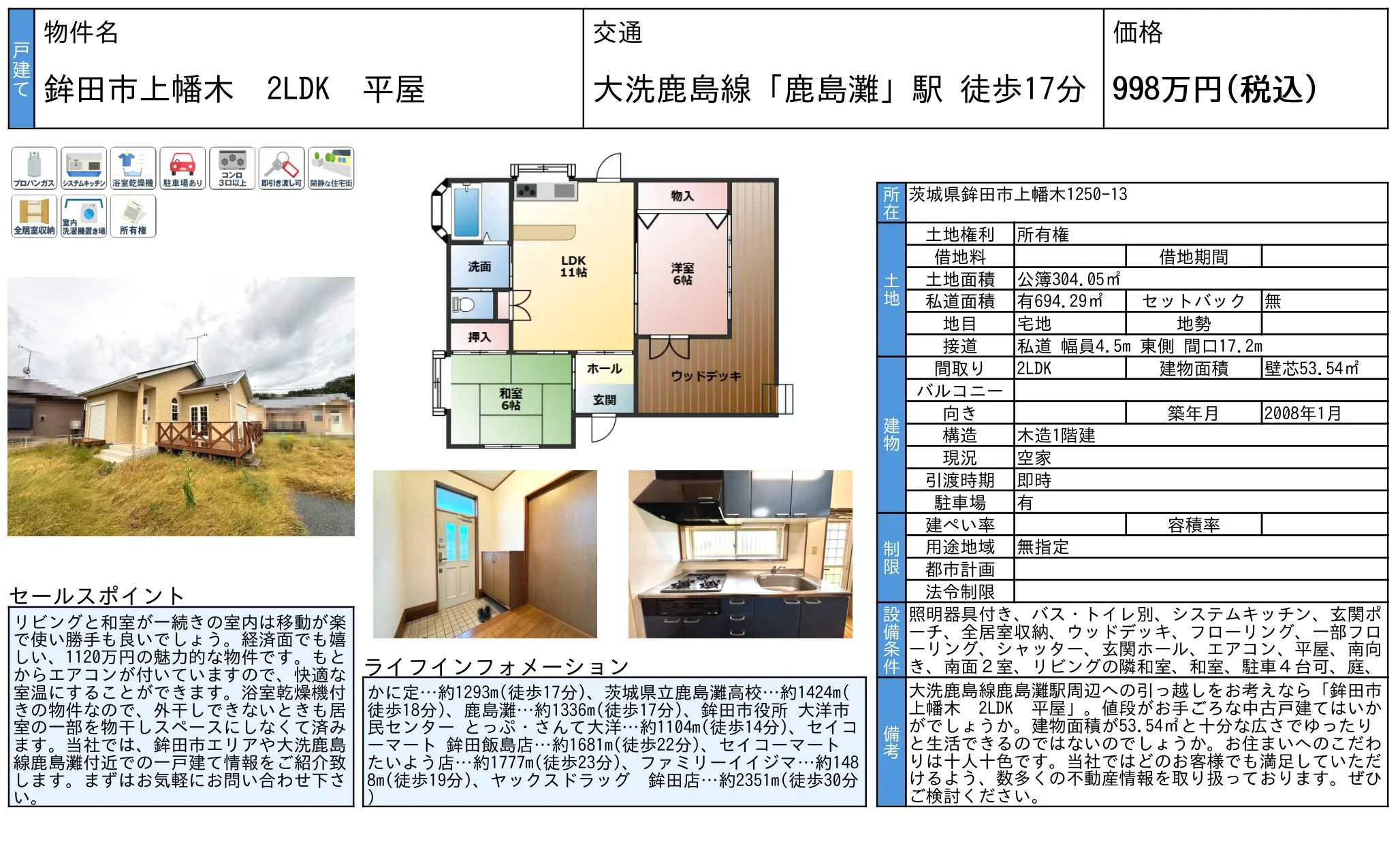 鹾田市上幡木 2LDK 平屋 0
