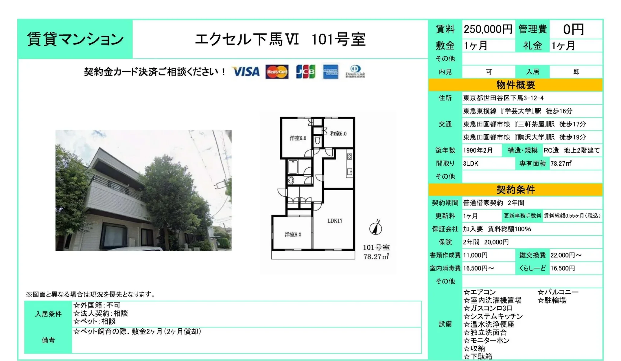 エクセル下馬VI 101号室 101号 0