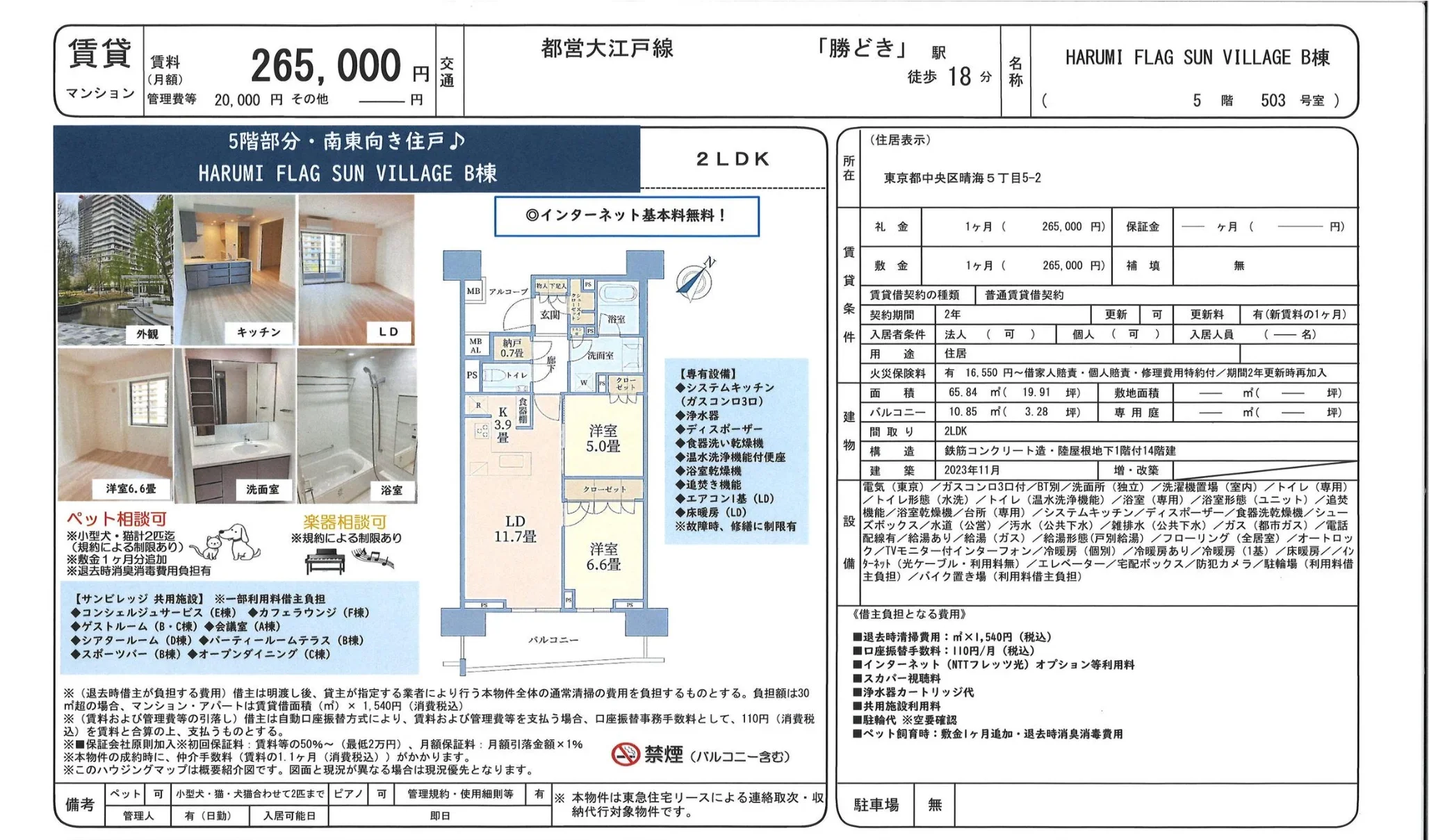 HARUMI FLAG SUN VILLAGE B棟 503号 0