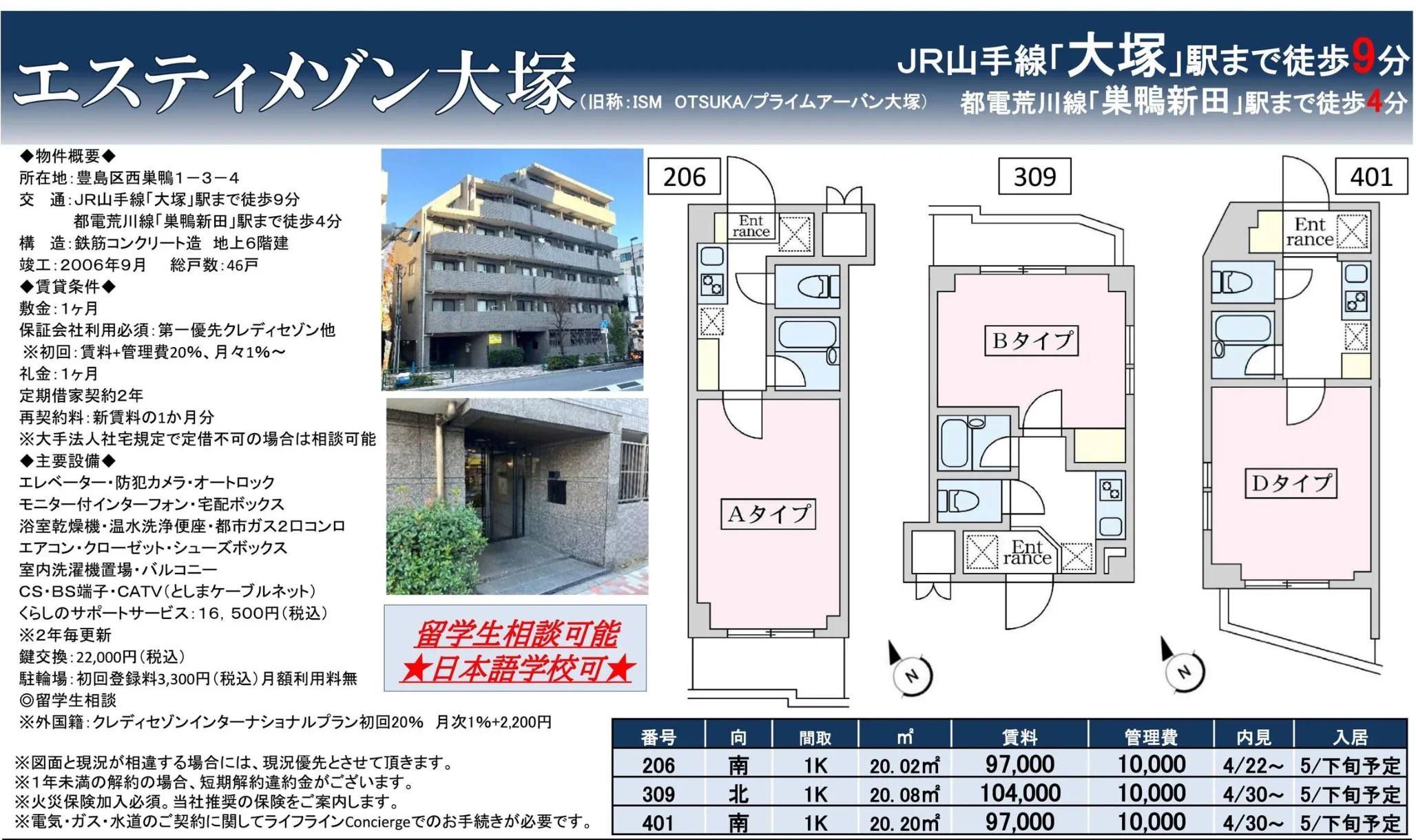 エスティメゾン大塚 206 0