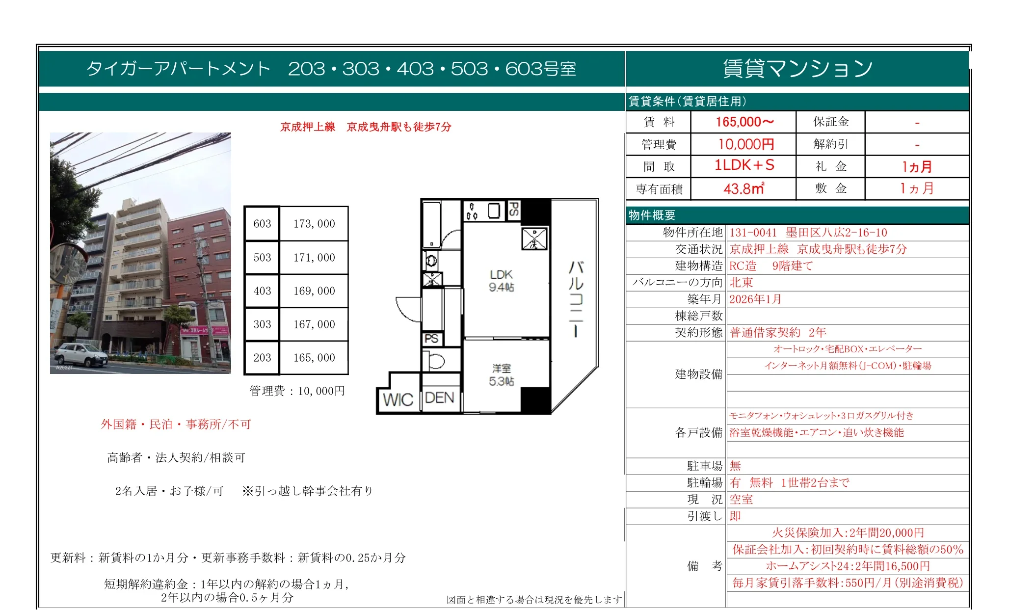 タイガーアパートメント 203 0