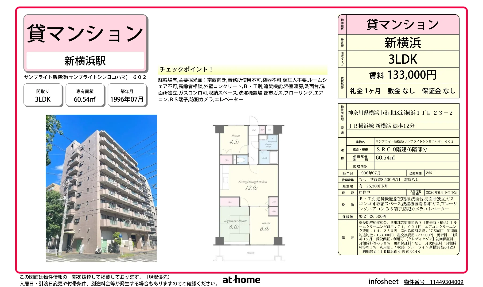 サンプライト新横浜 602号 0
