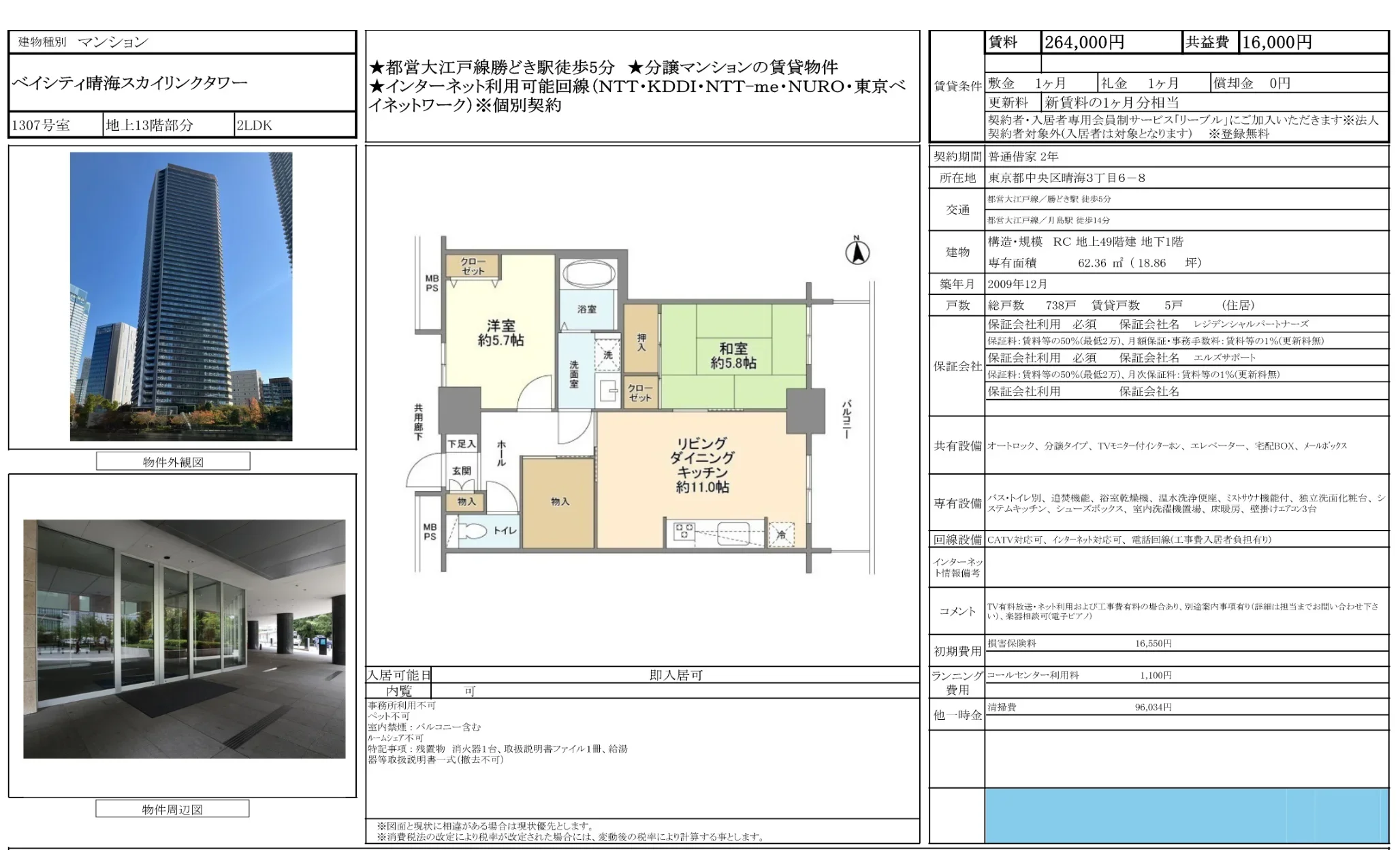 ベイシティ晴海スカイリンクタワー 1307号 0