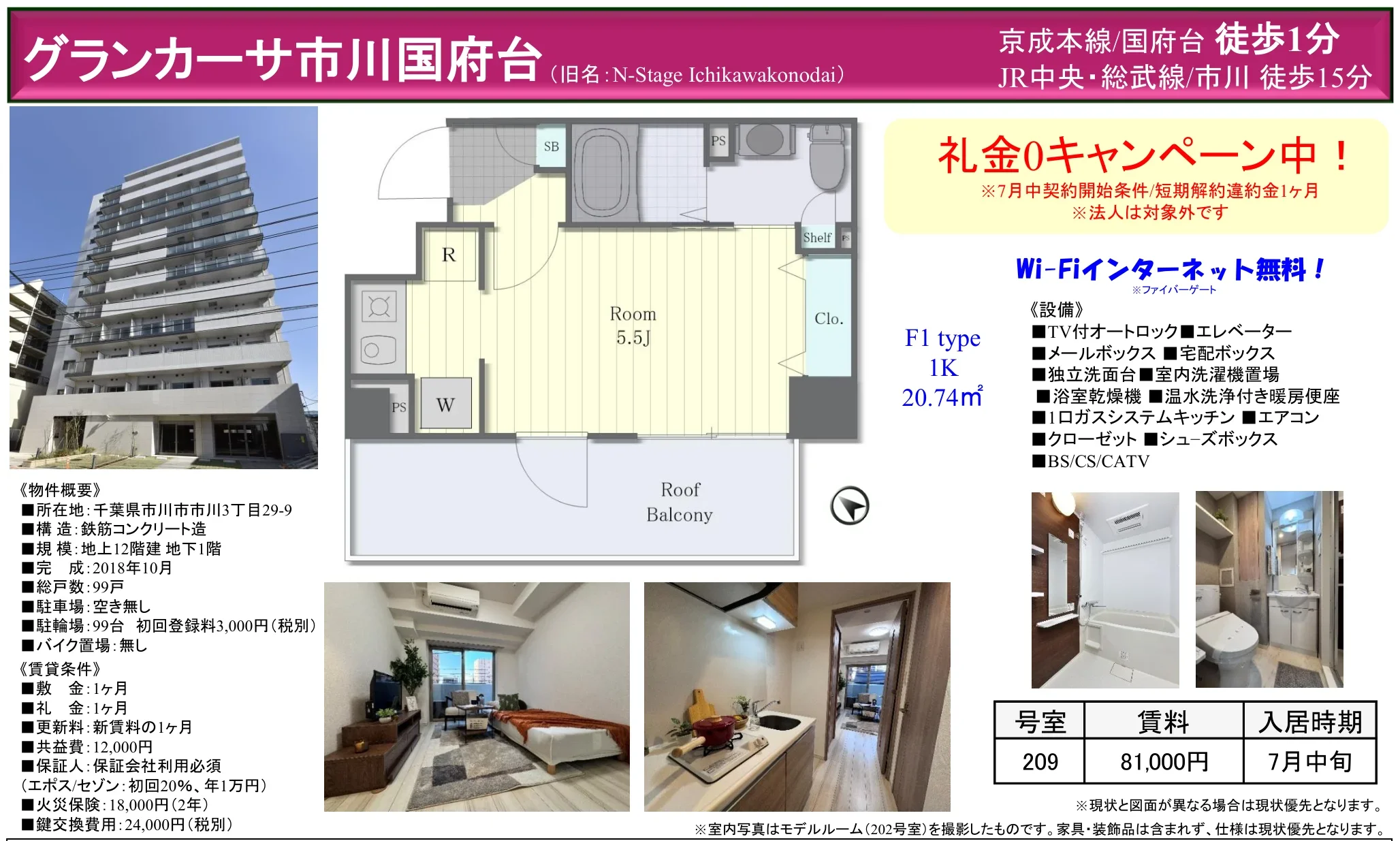 グランカーサ市川国府台 209号 0
