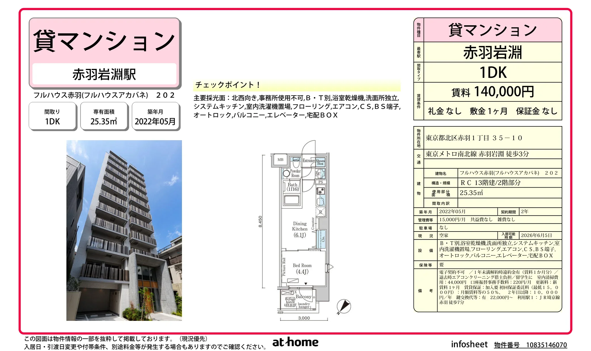 Modern 1DK Condo Near Station in Akabanenishi 0