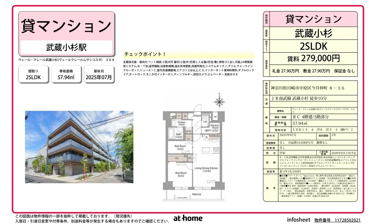 Brand New 2SLDK Condo in Imai nakamachi 0