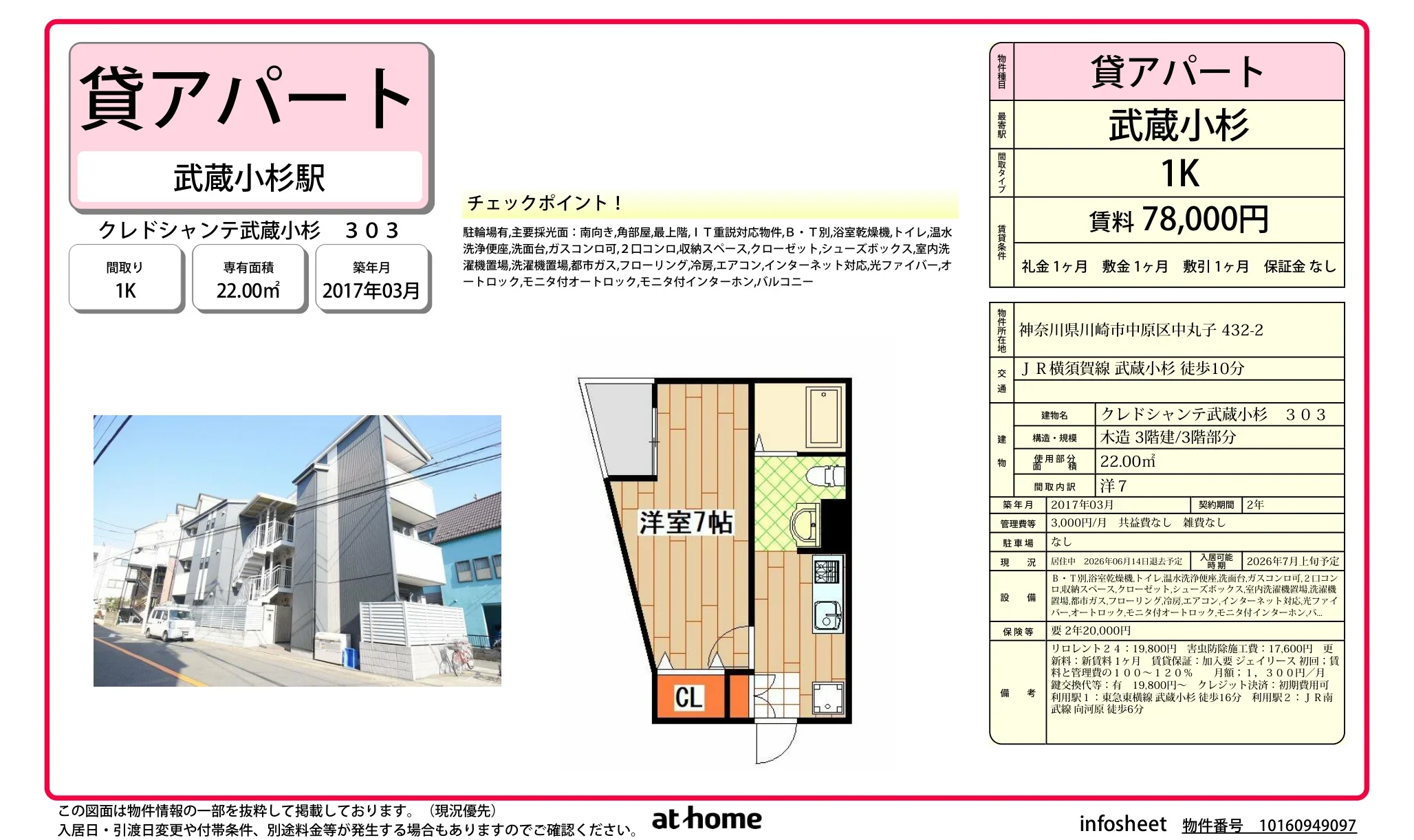 Modern Studio Condo in Nakamaruko 0